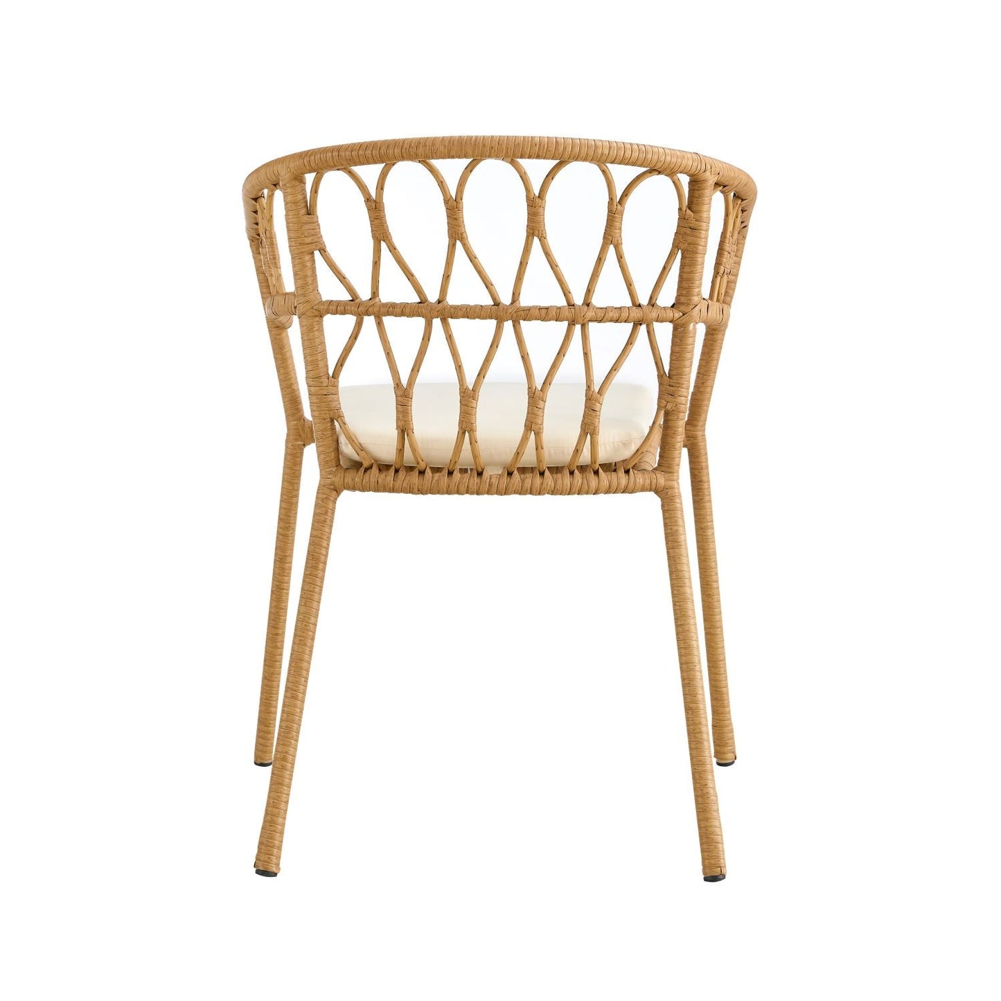 Outdoor dining set of 5 simple bamboo dinning table  PE ratten round table 110CM plastic wood top