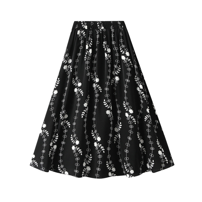 Harajuku Style A-Line Midi Skirt - Summer Printed High Waist