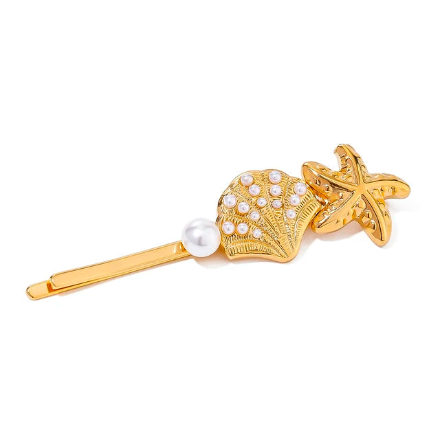 Stainless steel shell hair clip with bangs, high-end feel, ins metal hair accessories, broken hair clip at the back of the head