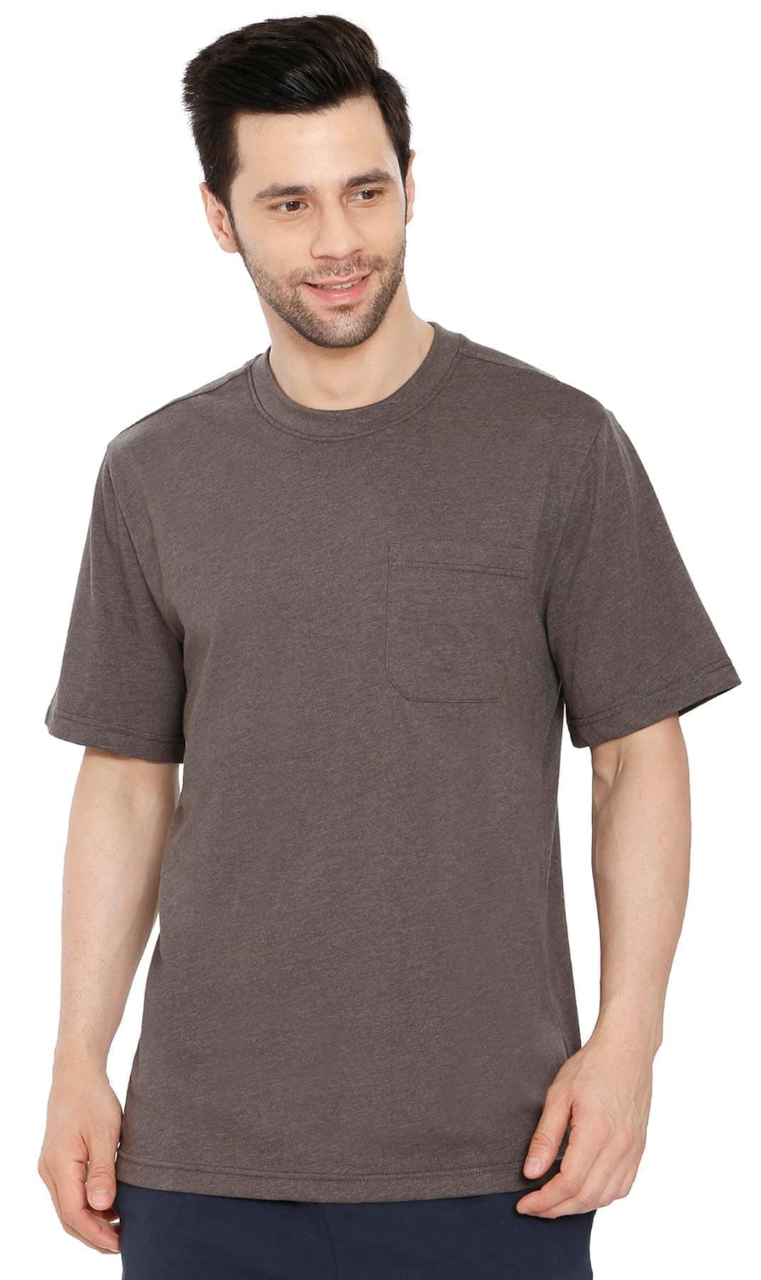Men’s Heavyweight Short Sleeve Crew Neck T-Shirt – Regular Fit Cotton Blend with Chest Pocket