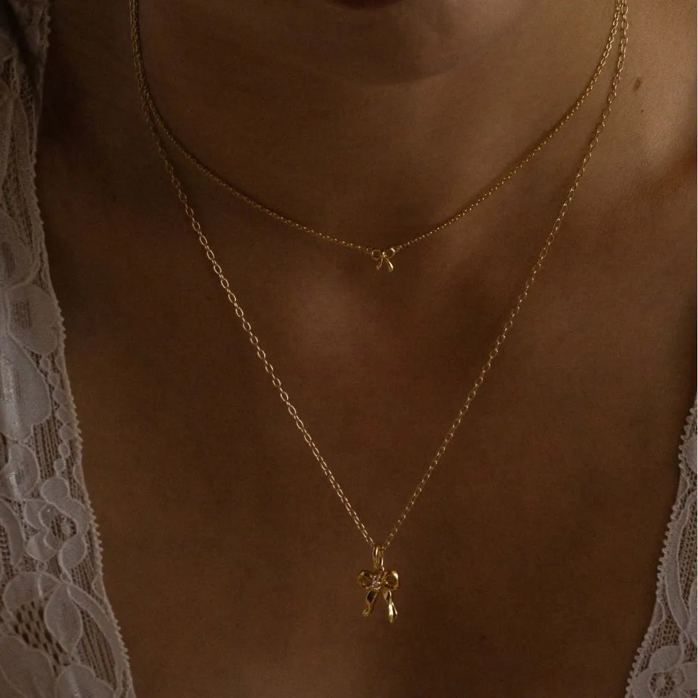 18K Gold-Plated Bow Necklace