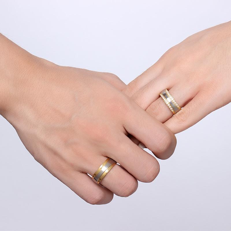 Vnox Wedding Rings for Women Men Promise Lover Valentine's Day Gift