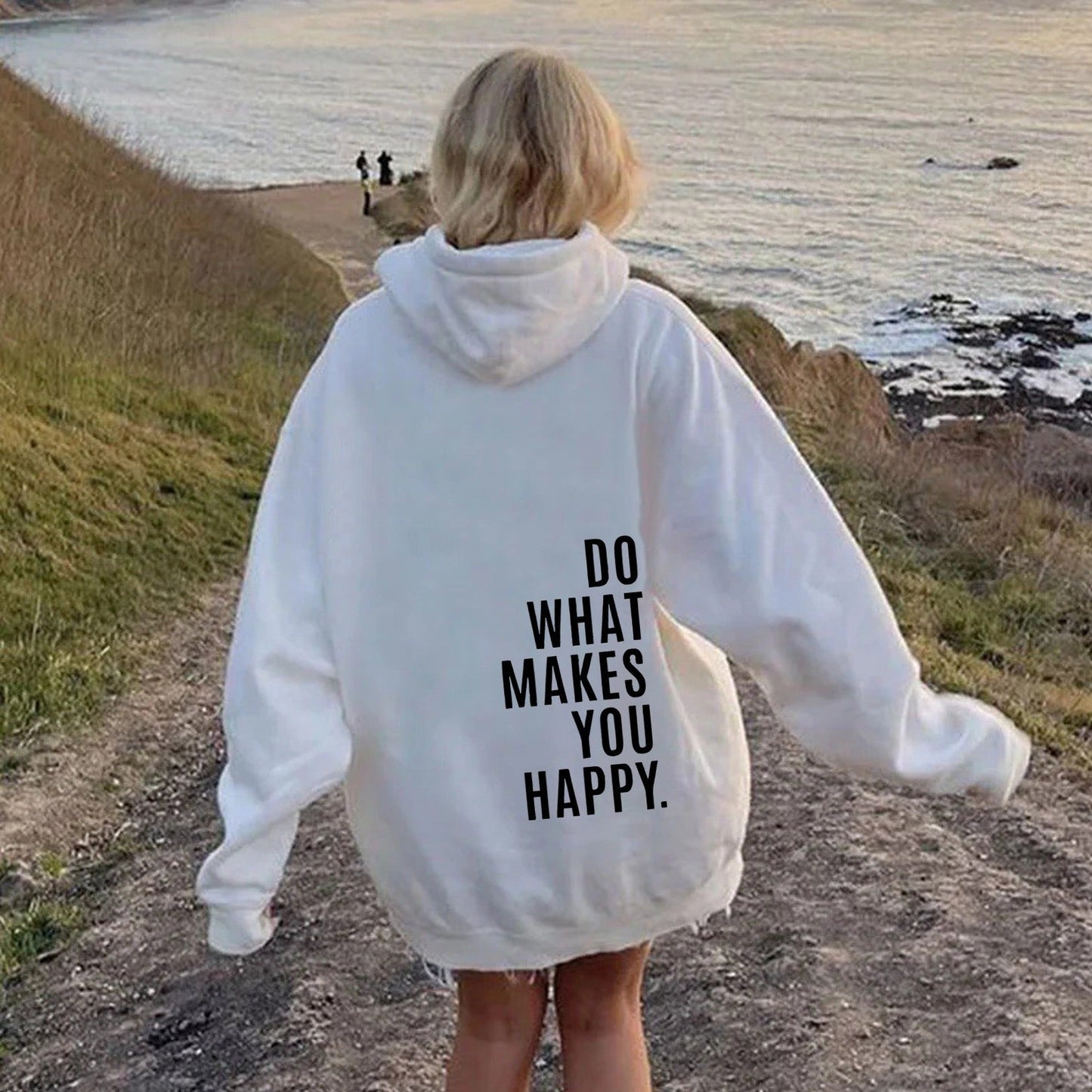 Do What Makes You Happy Off Shoulder Hoodie