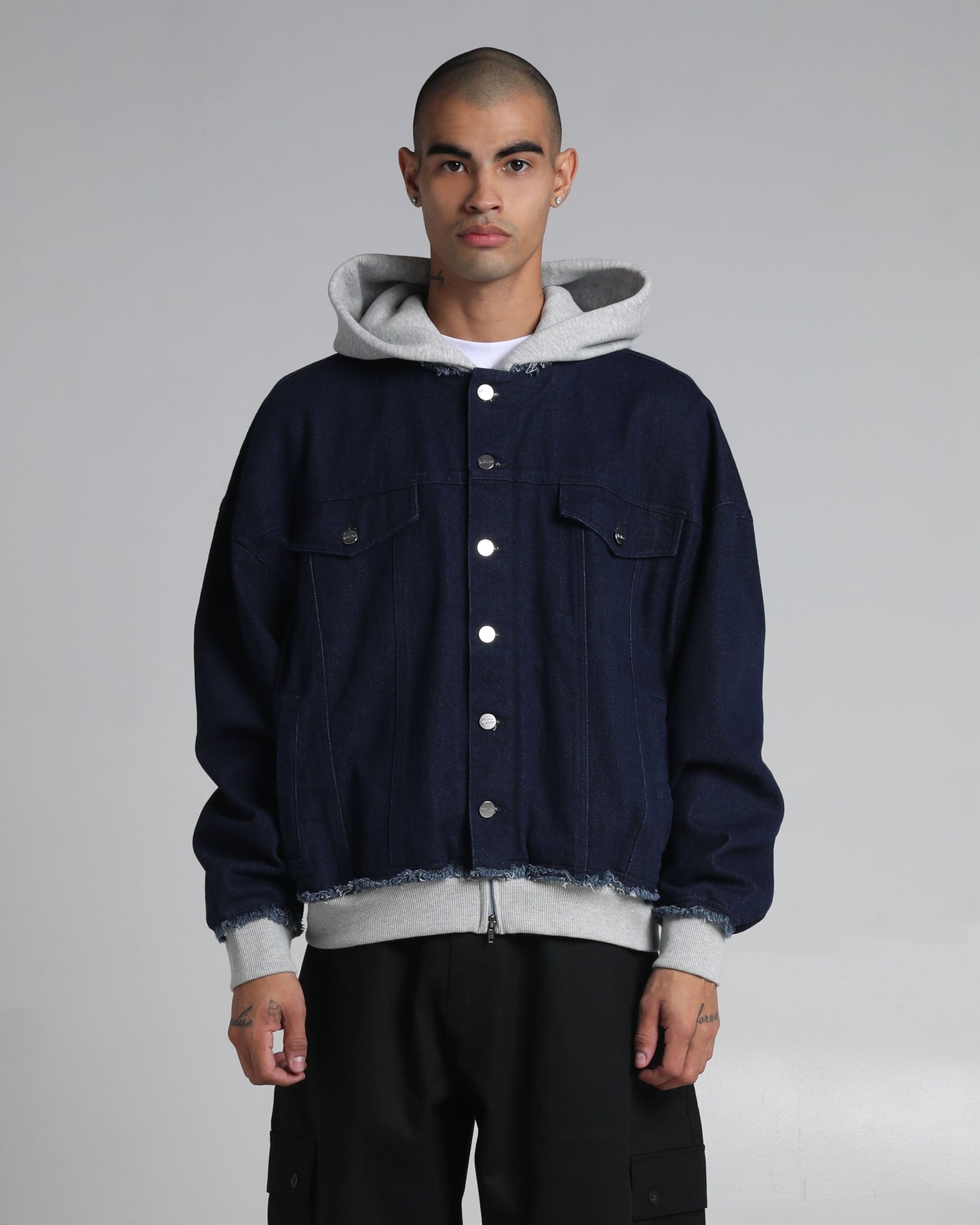 Destroyed Hooded Denim Jacket