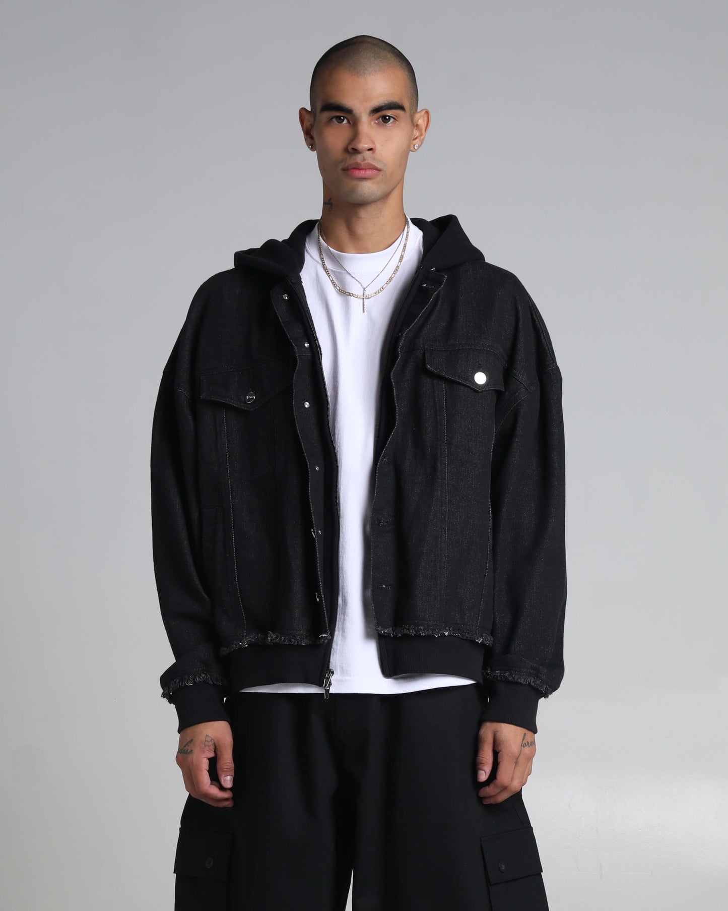 Destroyed Hooded Denim Jacket