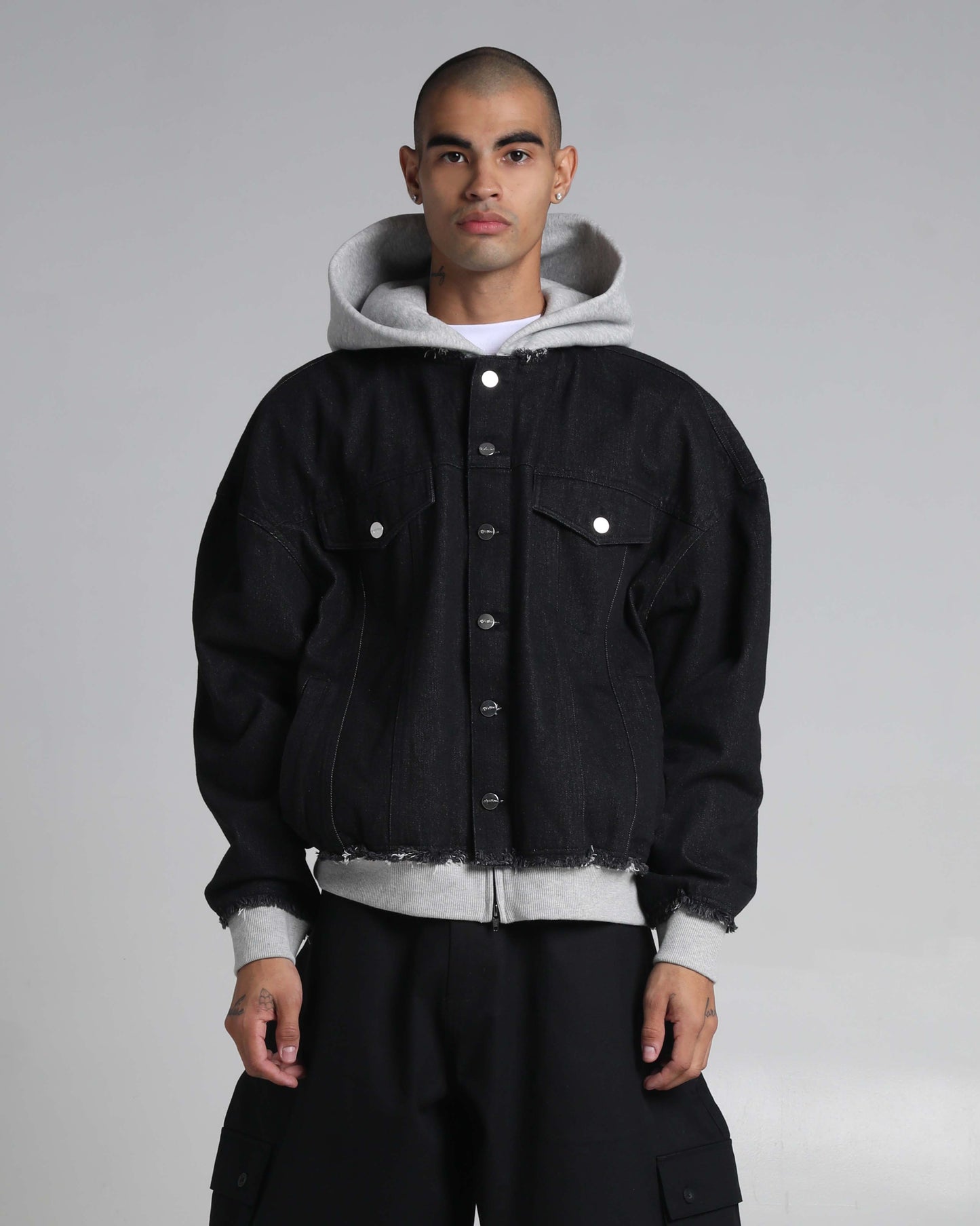 Destroyed Hooded Denim Jacket