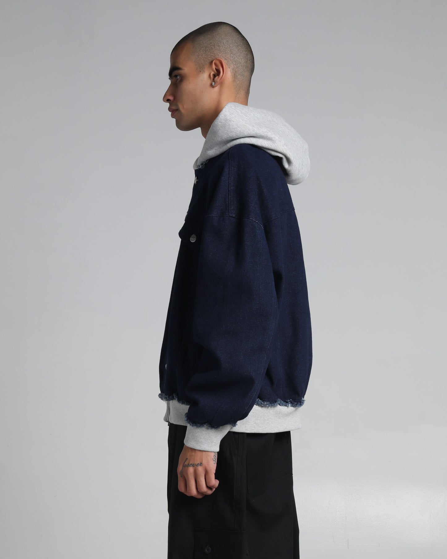 Destroyed Hooded Denim Jacket
