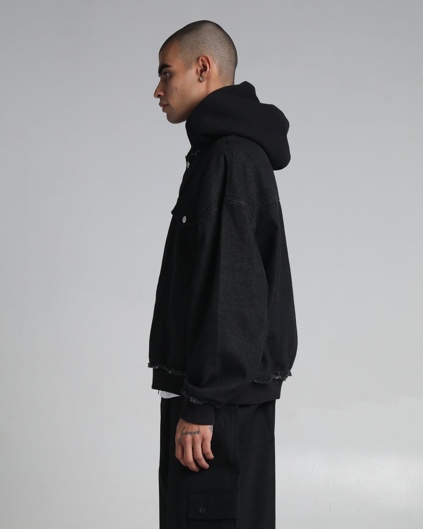 Destroyed Hooded Denim Jacket