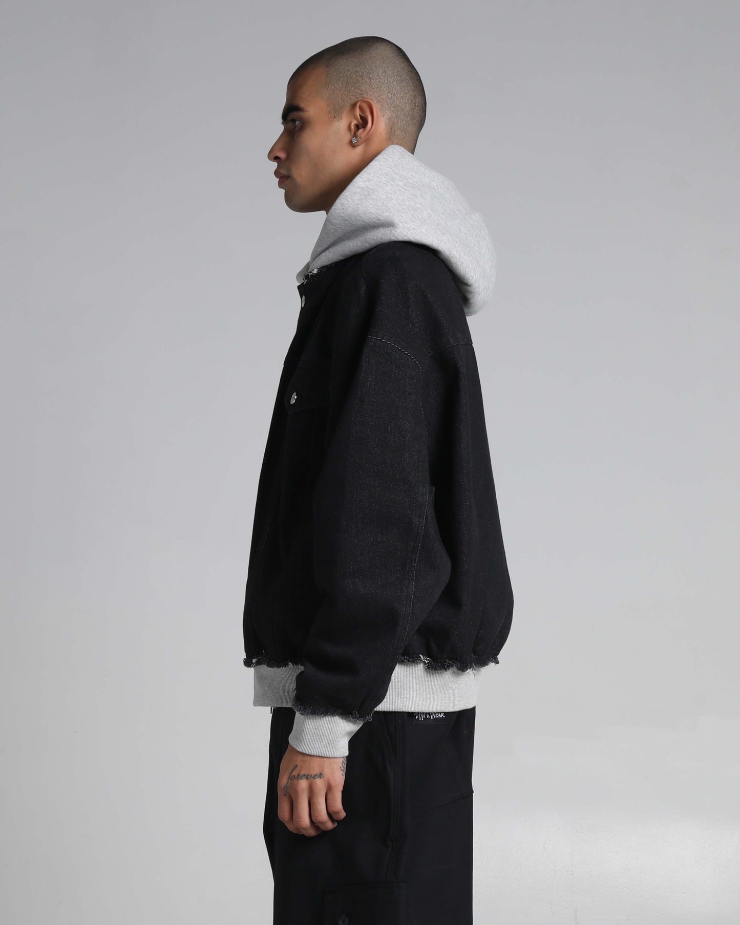 Destroyed Hooded Denim Jacket