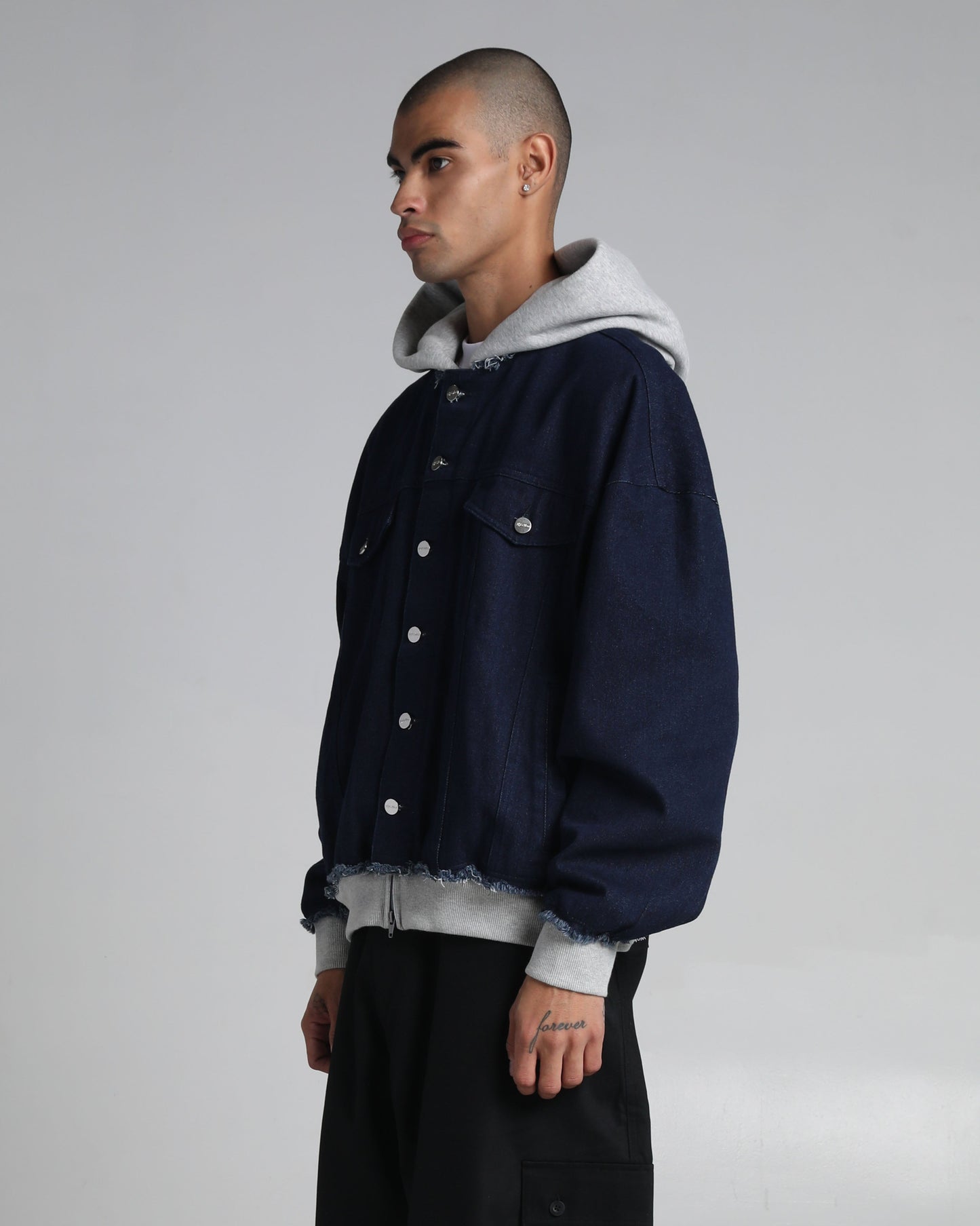 Destroyed Hooded Denim Jacket