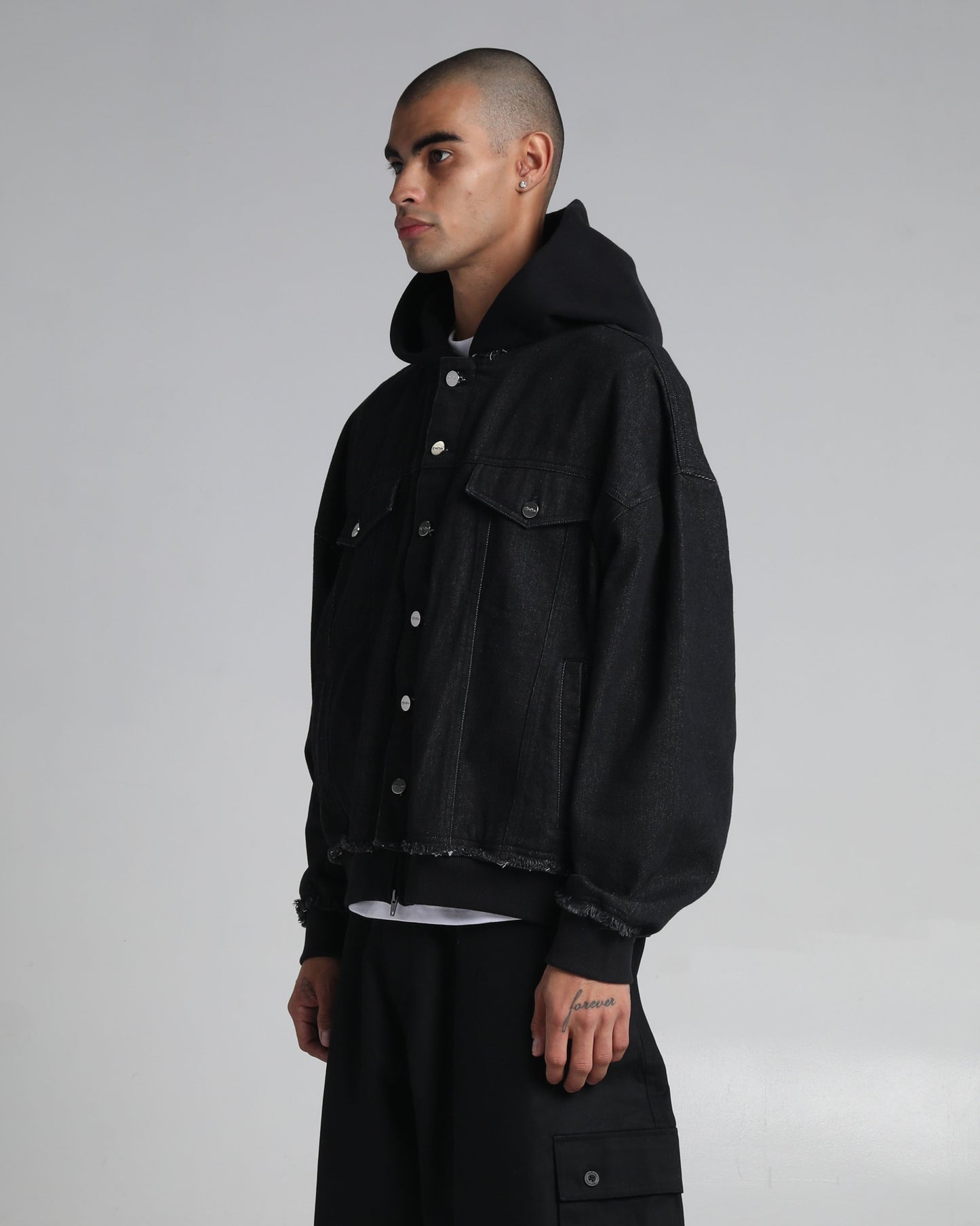 Destroyed Hooded Denim Jacket