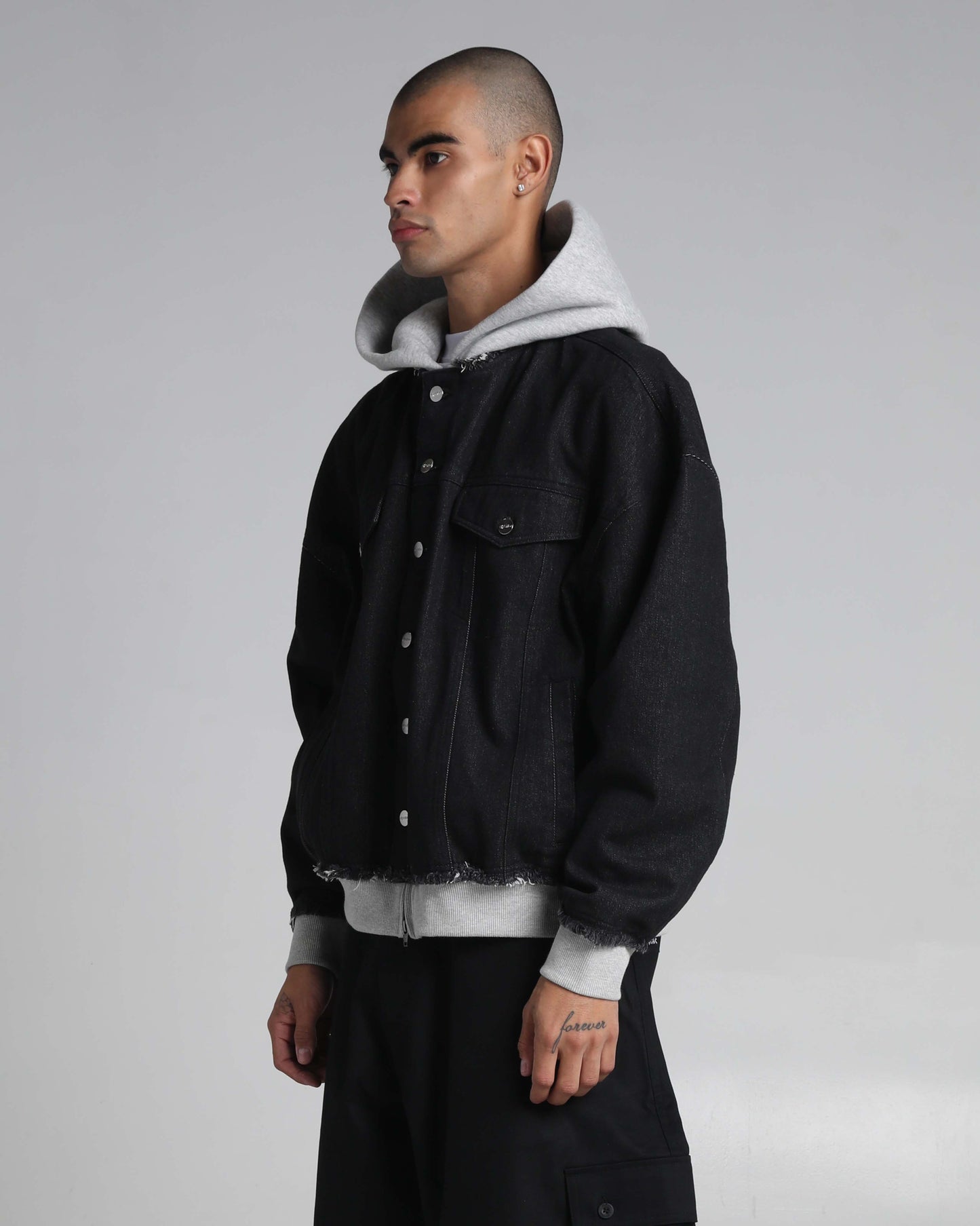 Destroyed Hooded Denim Jacket