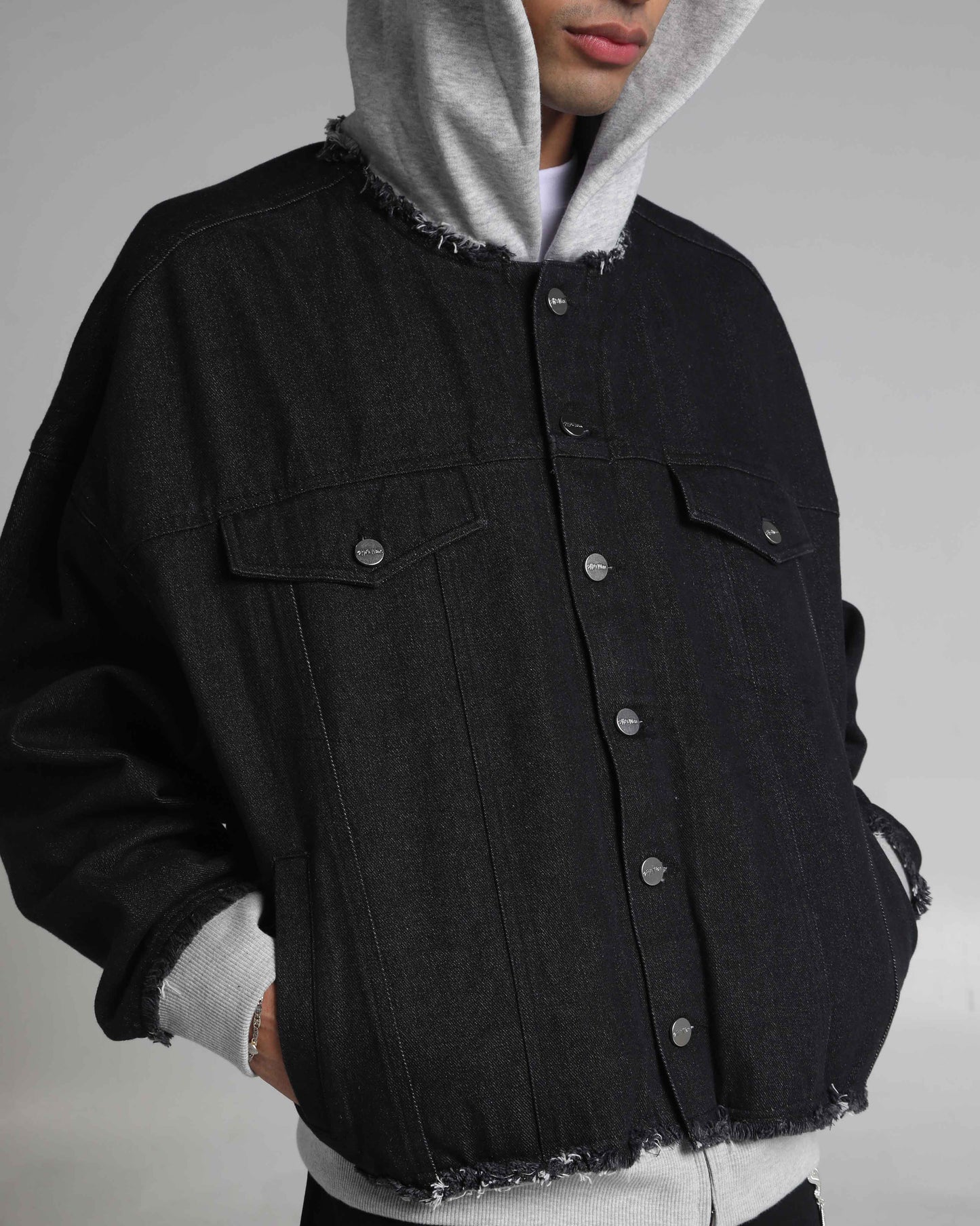 Destroyed Hooded Denim Jacket
