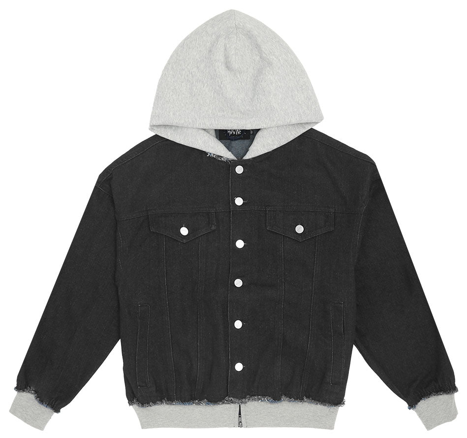 Destroyed Hooded Denim Jacket