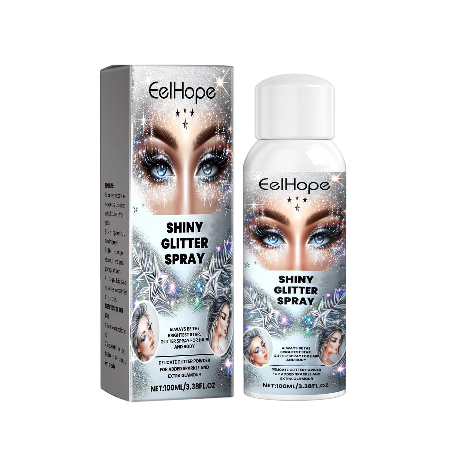Sparkly Glitter Spray, Hair Body Highlight Shimmer Prom Festival Bash Glitter Spray