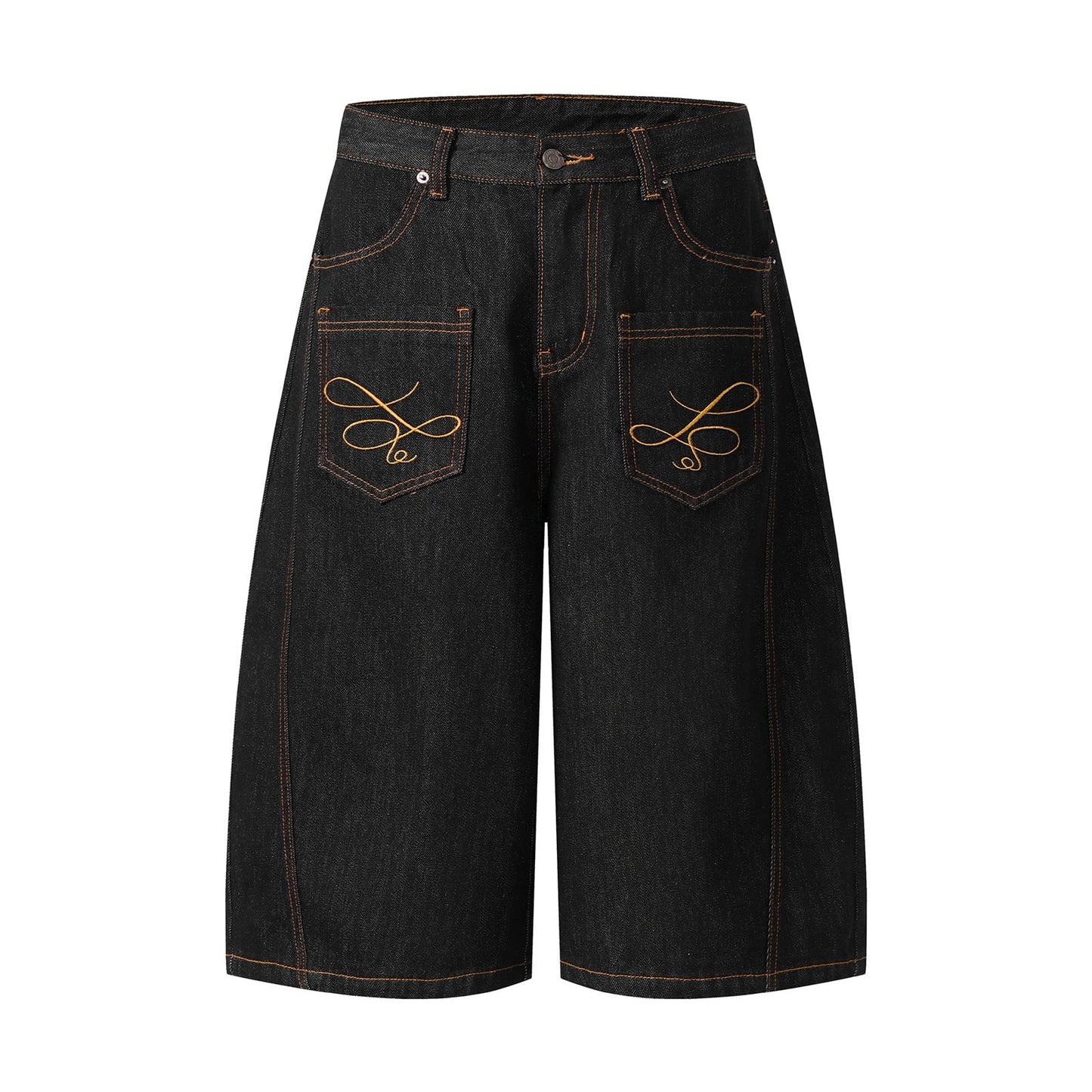Street Original Denim Embroidered Curved Knife Pants