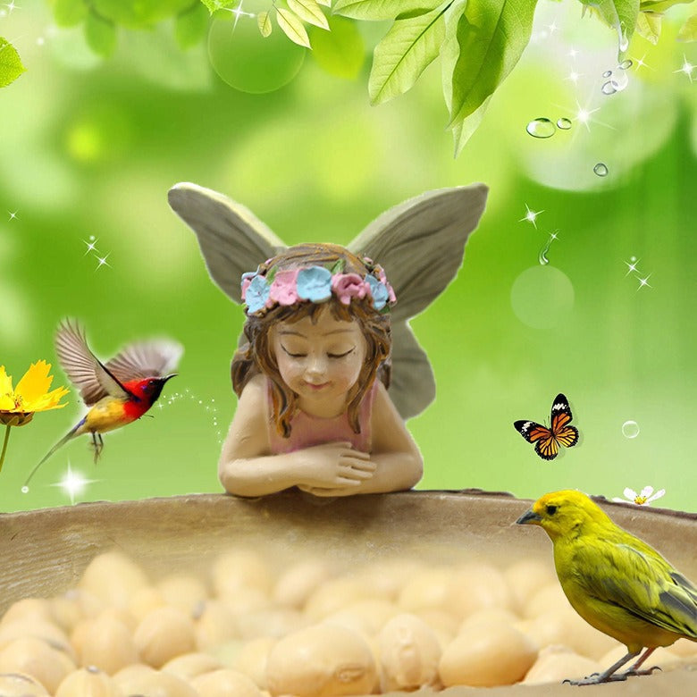 Flower Fairy Bird Feed Ornament Resin Garden Fairy Ornament Bird Feed Ornament