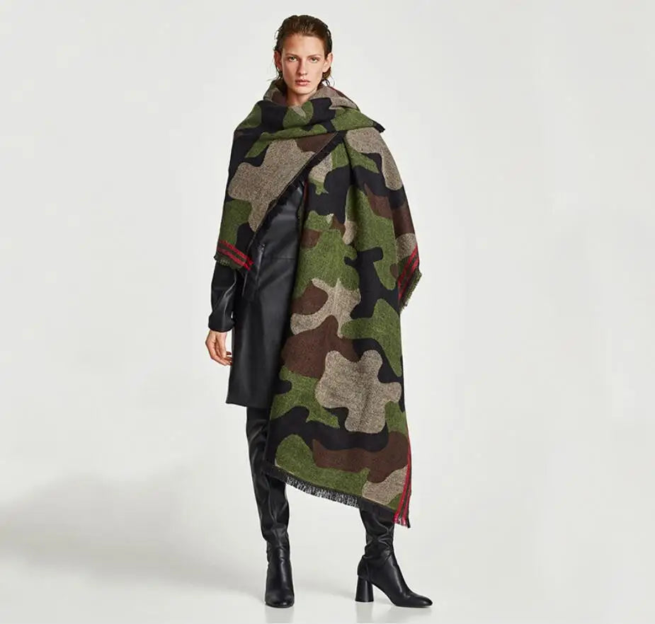 Harajuku Style Cashmere Camo Scarf - Cozy  Wrap