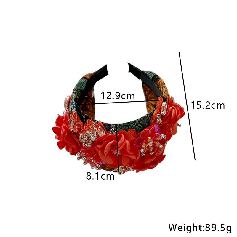 Handmade fabric flower headband and water diamond headband