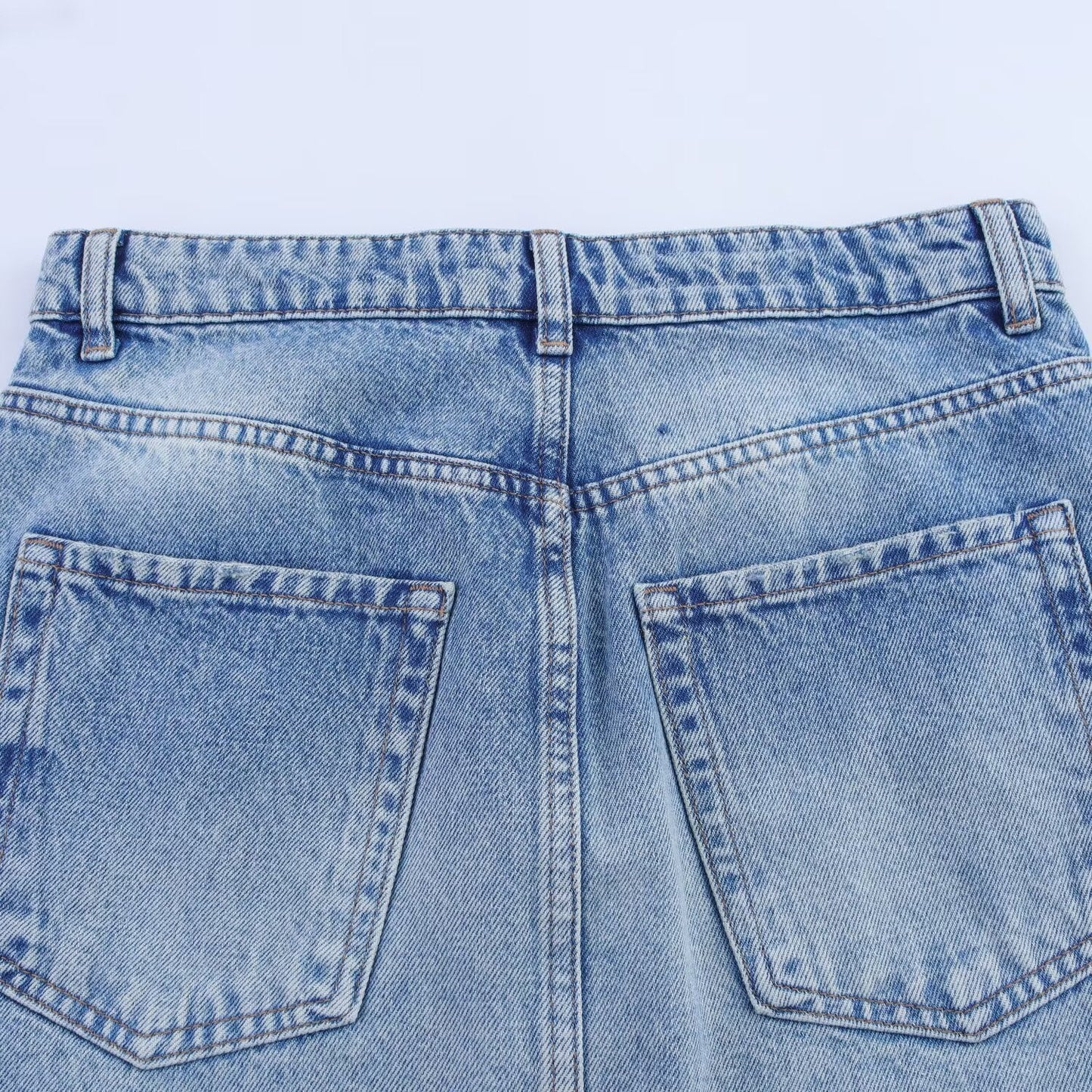 Hip Hugging Navy Blue Denim Skirt for Women