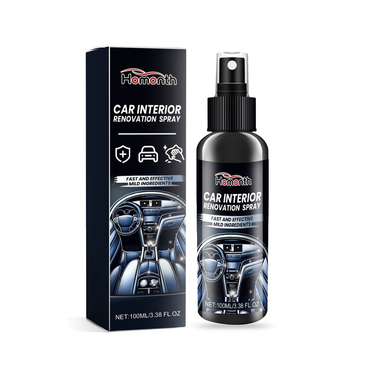 Car Interior Renovation Spray, Seat Interior Instrument Panel Cleaning Decontamination Maintenance Refurbishing Care Agent