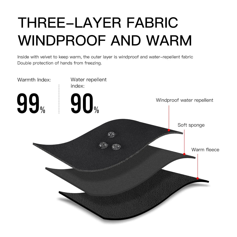 Outdoor cycling men's and women's warm touch screen cold and windproof skiing sports gloves