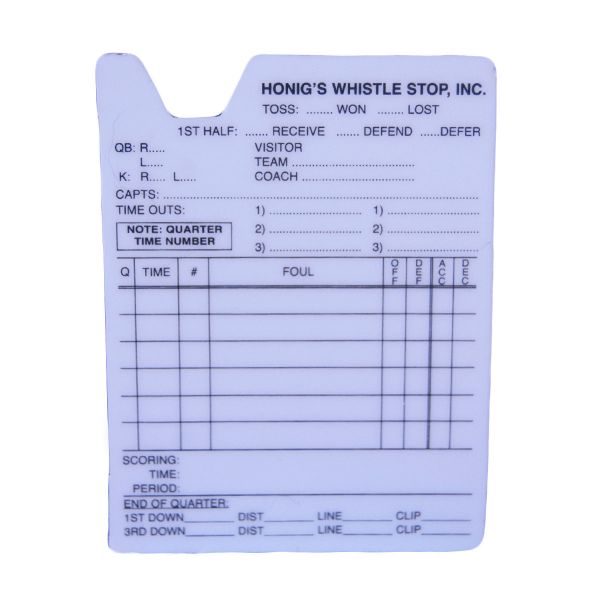 Honig's Football Information Pack w/ Plastic Card and Bullet Pencil
