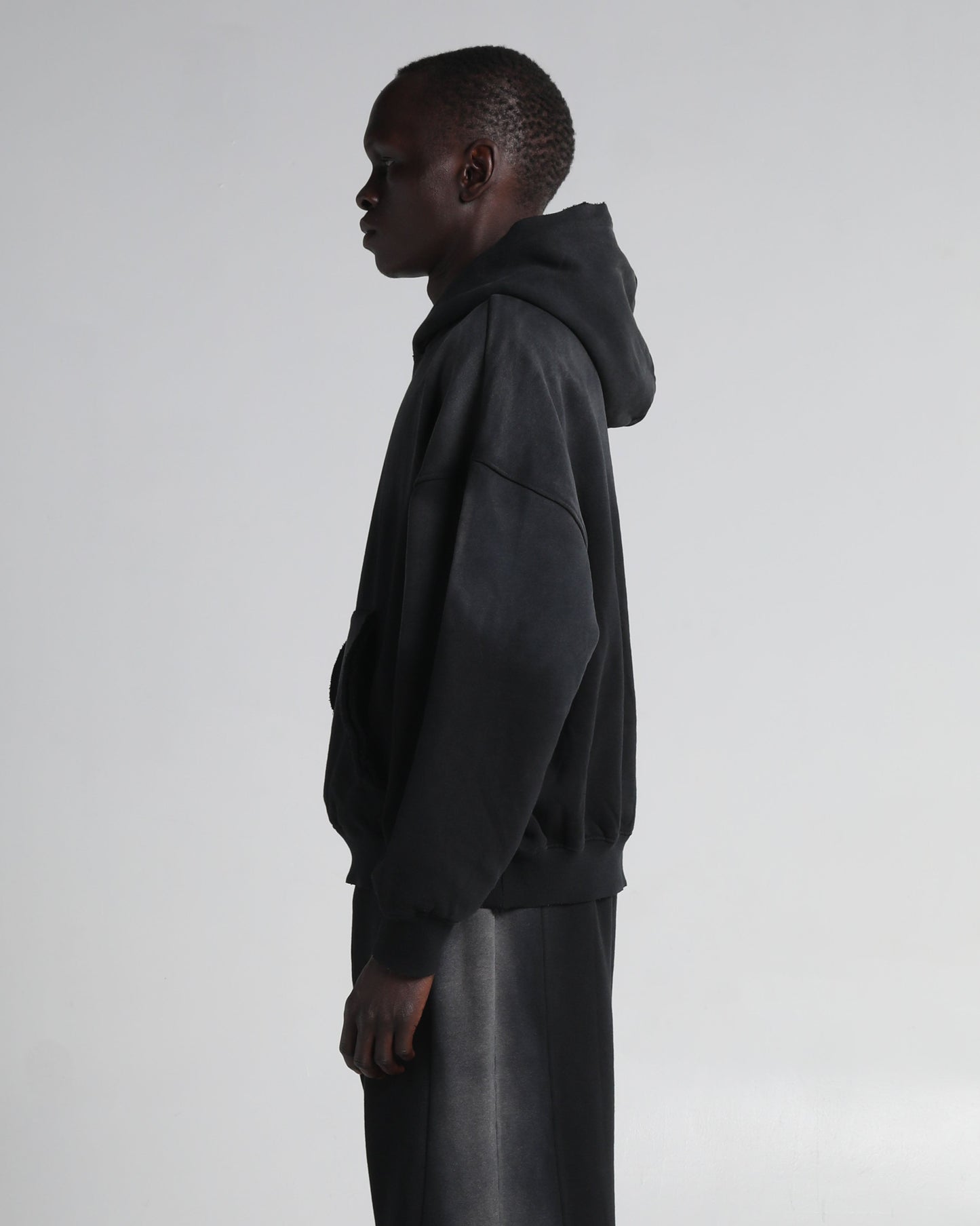 Garment Dye Distressed Drop Shoulder Hoodie