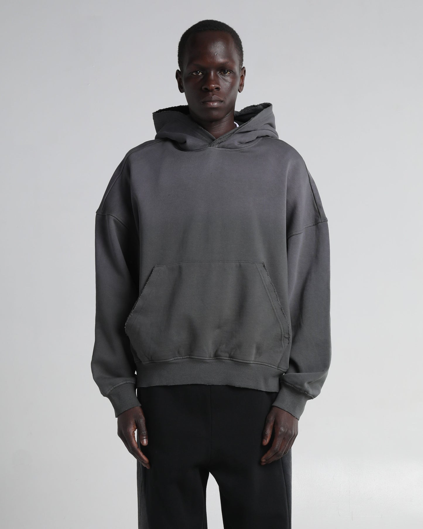 Garment Dye Distressed Drop Shoulder Hoodie