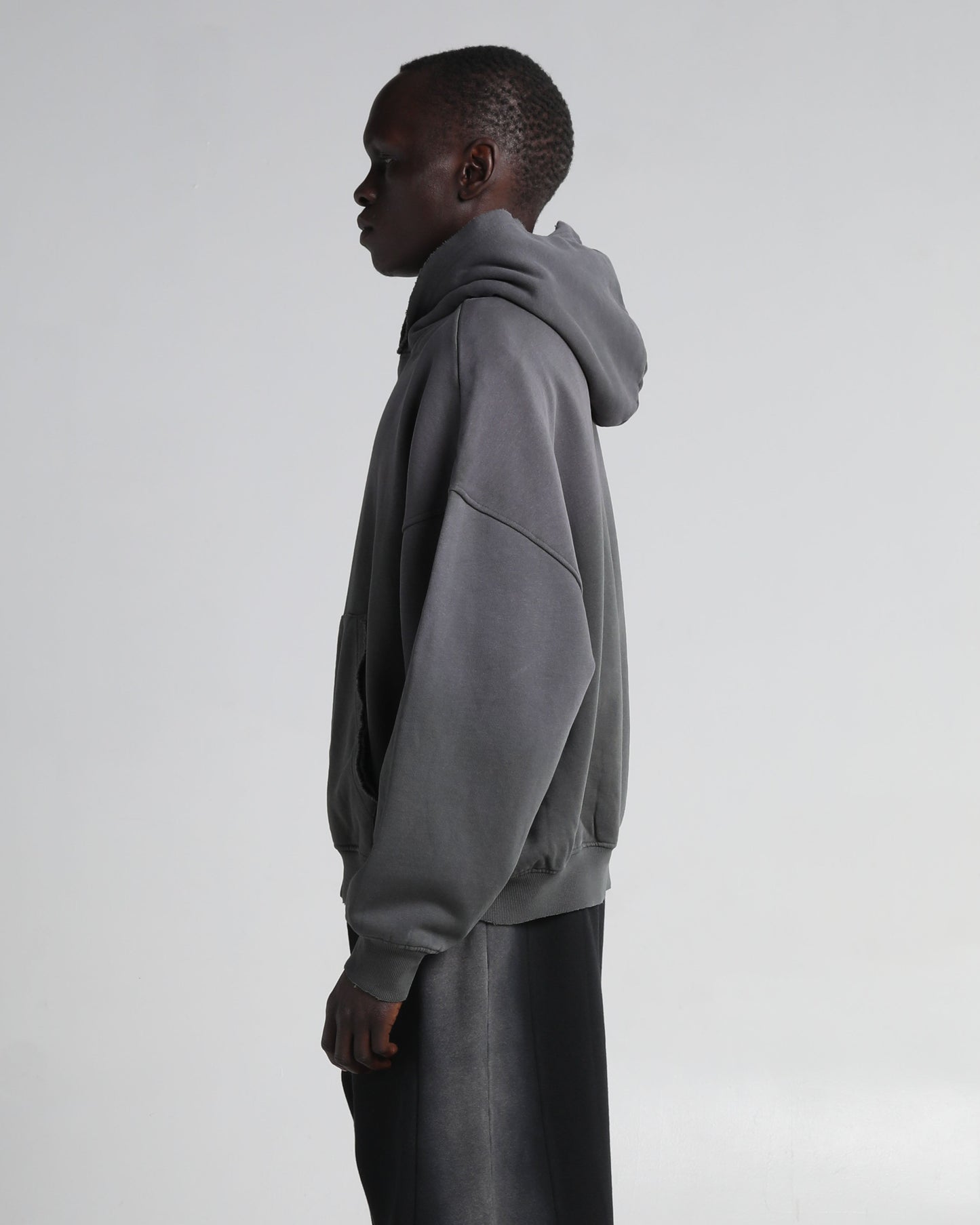 Garment Dye Distressed Drop Shoulder Hoodie