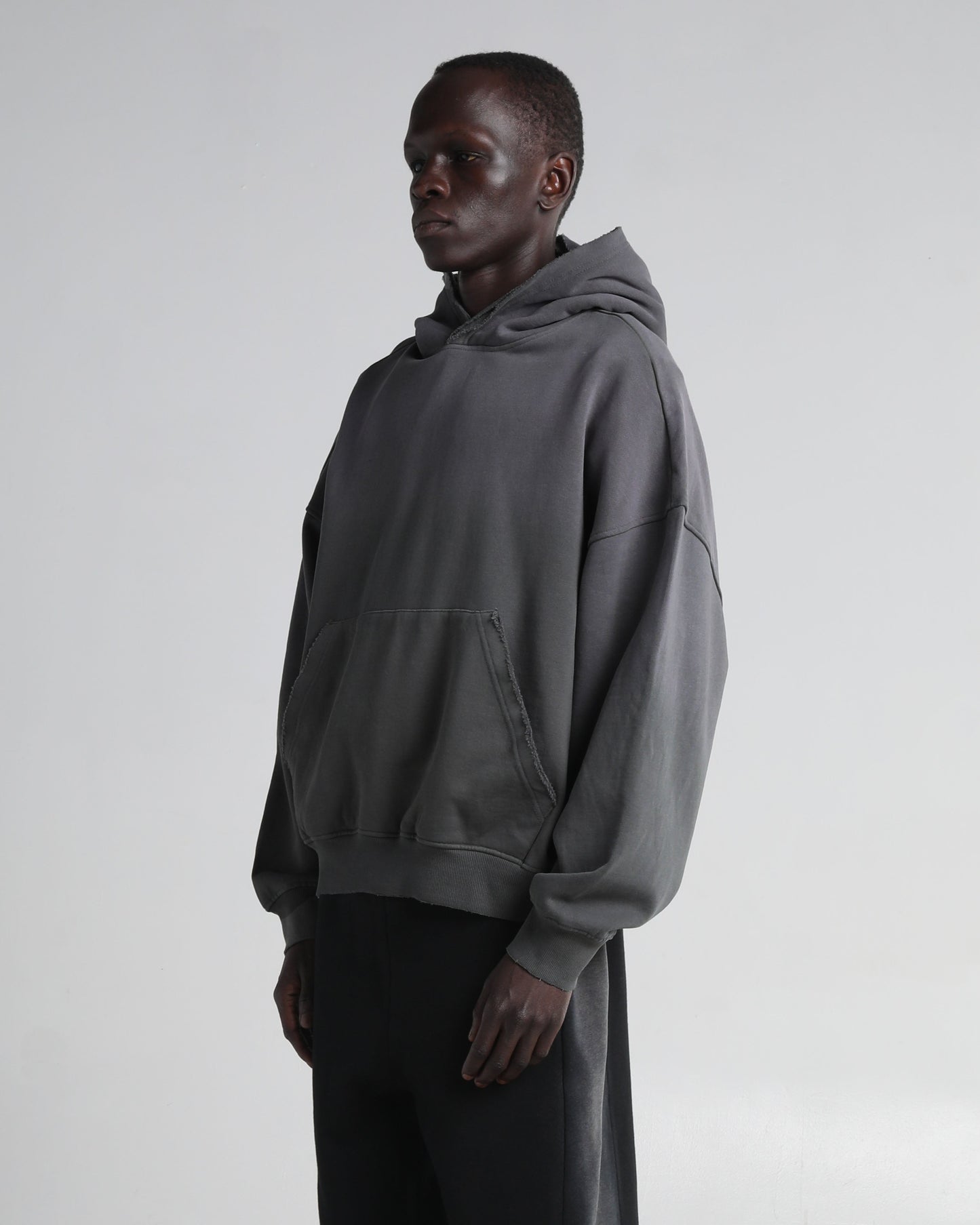 Garment Dye Distressed Drop Shoulder Hoodie