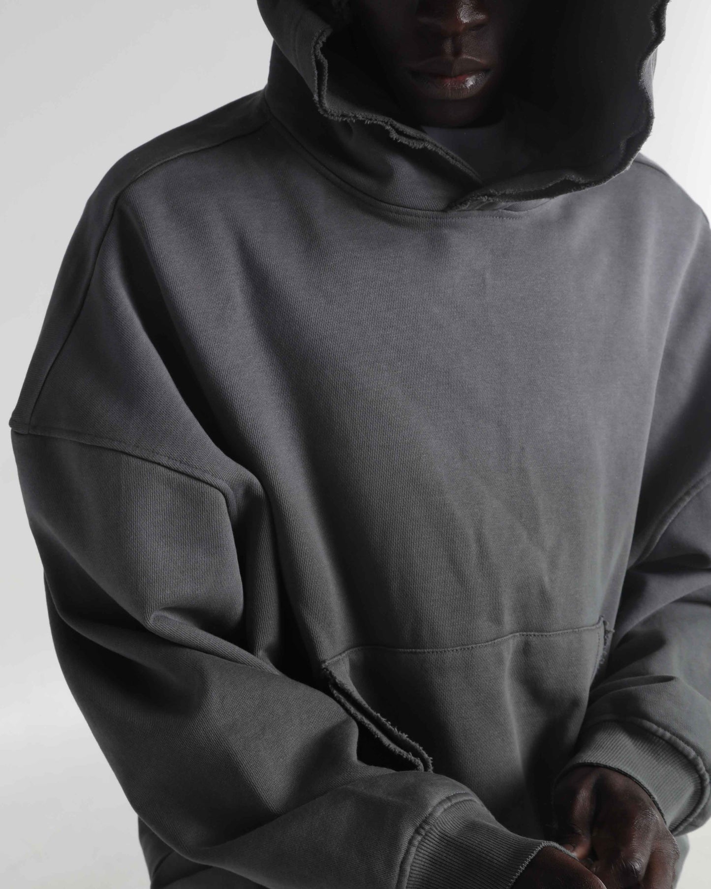 Garment Dye Distressed Drop Shoulder Hoodie