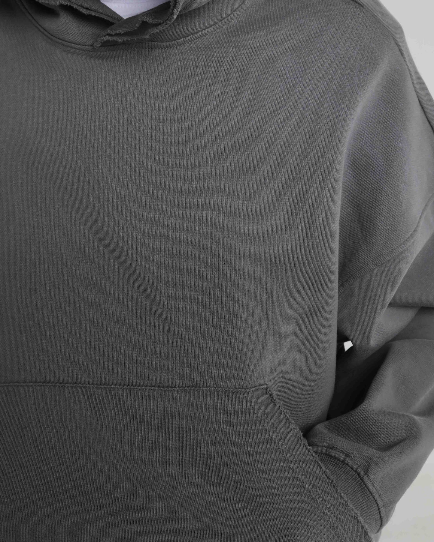 Garment Dye Distressed Drop Shoulder Hoodie