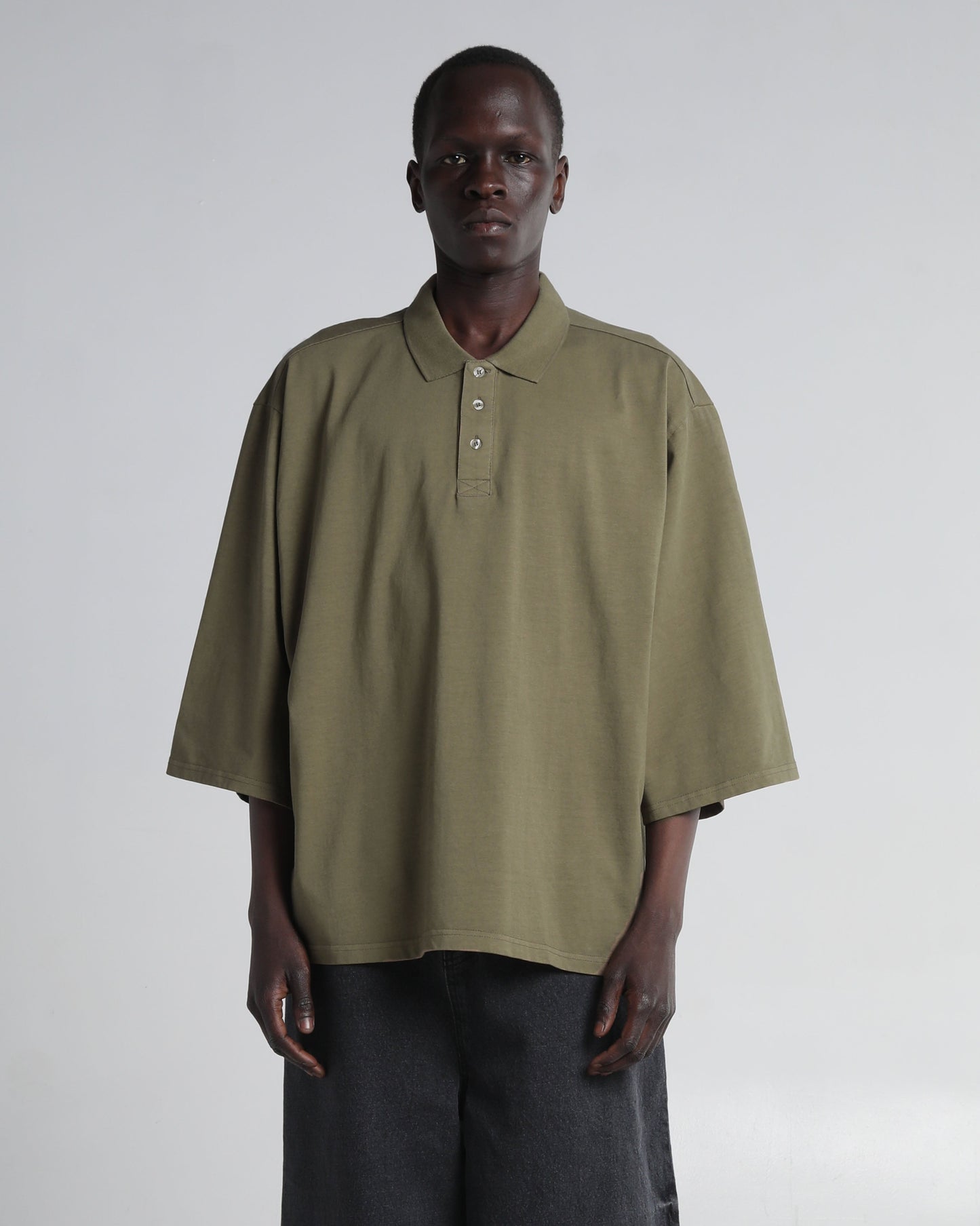 Garment Dye Drop Shoulder Polo Shirt