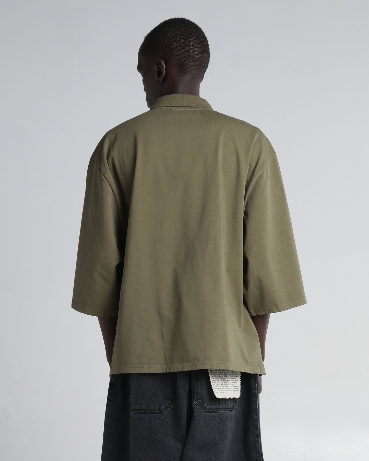 Garment Dye Drop Shoulder Polo Shirt