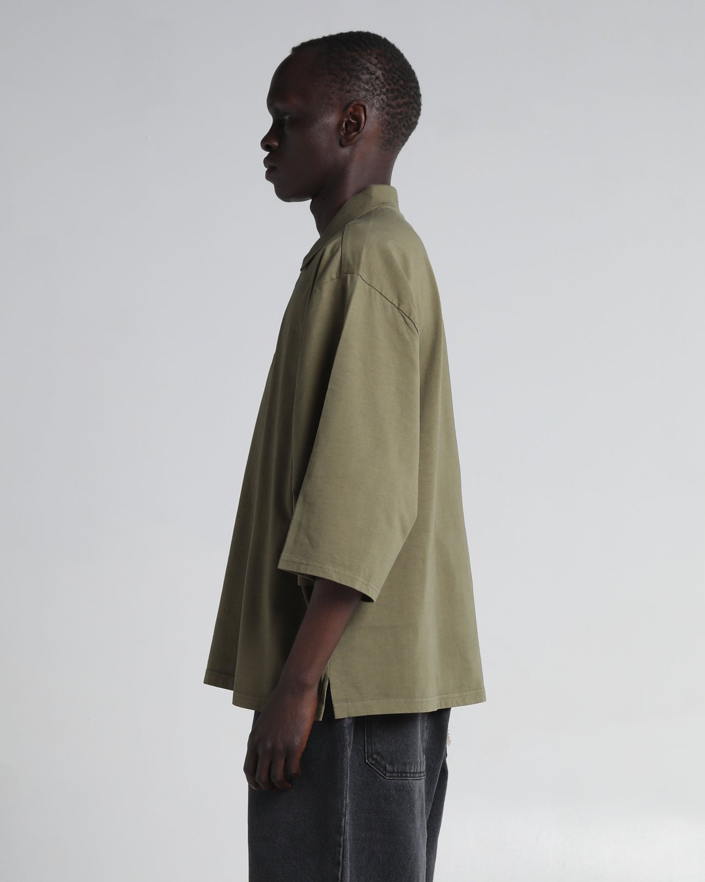 Garment Dye Drop Shoulder Polo Shirt