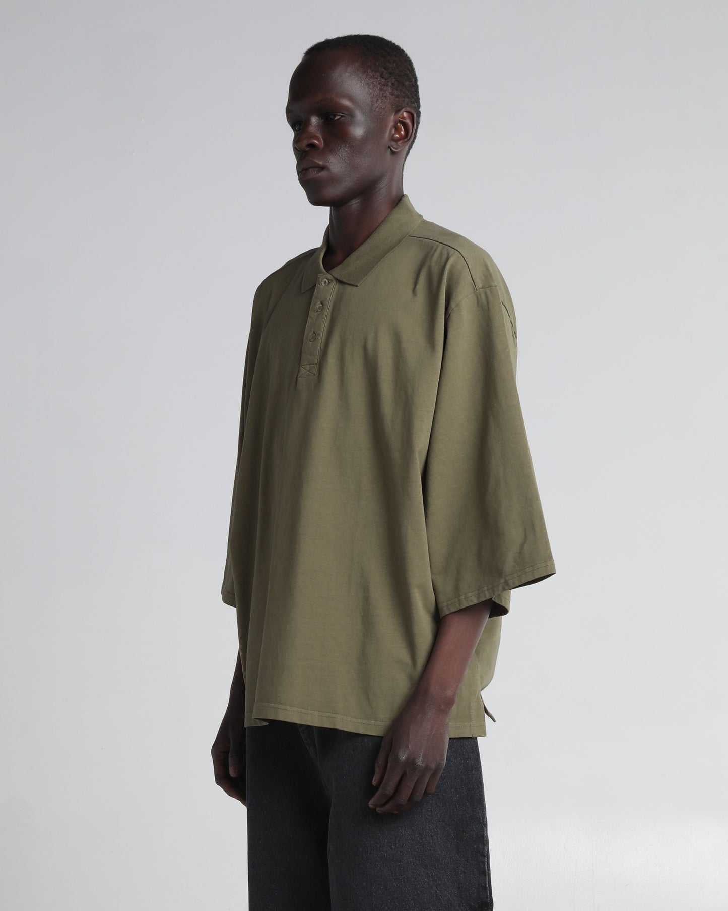 Garment Dye Drop Shoulder Polo Shirt