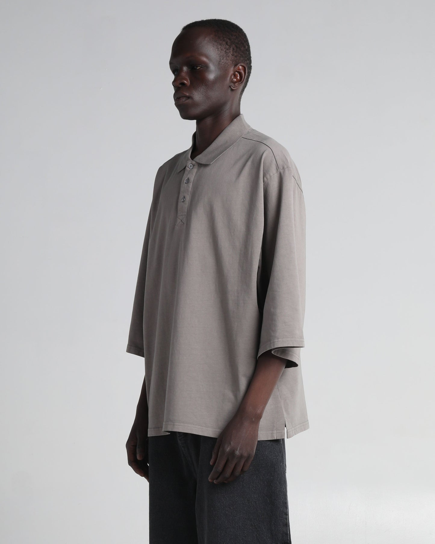 Garment Dye Drop Shoulder Polo Shirt