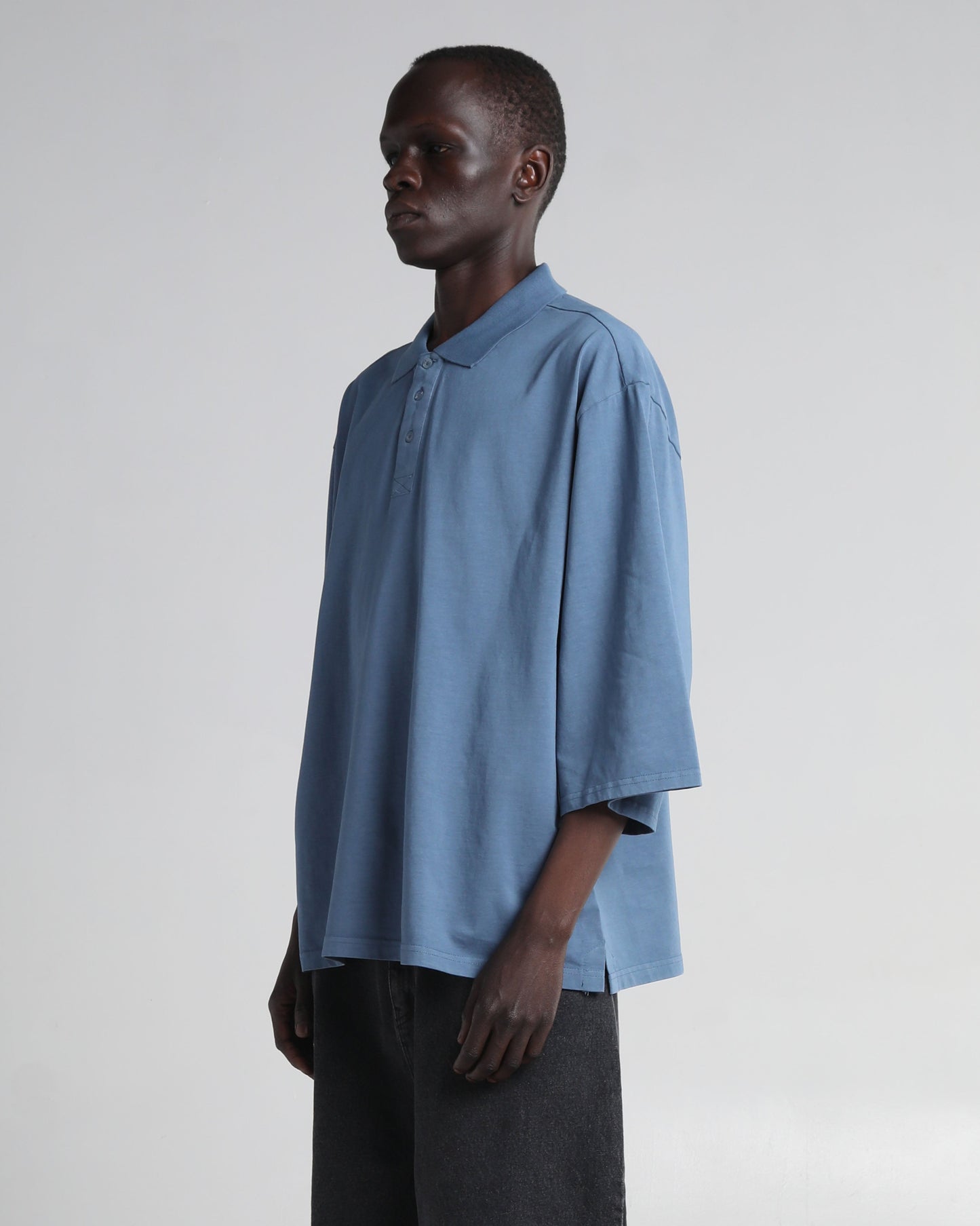 Garment Dye Drop Shoulder Polo Shirt
