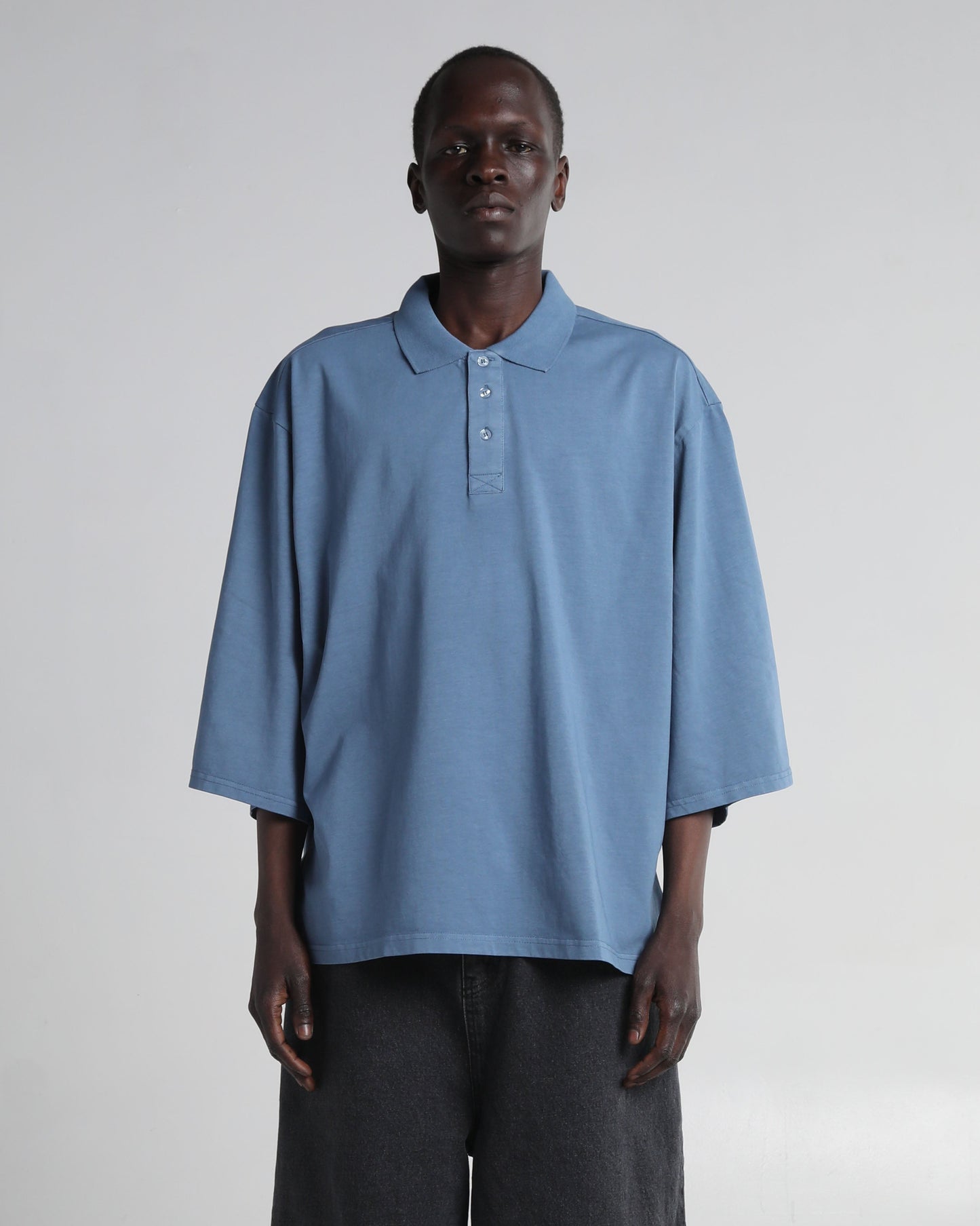 Garment Dye Drop Shoulder Polo Shirt