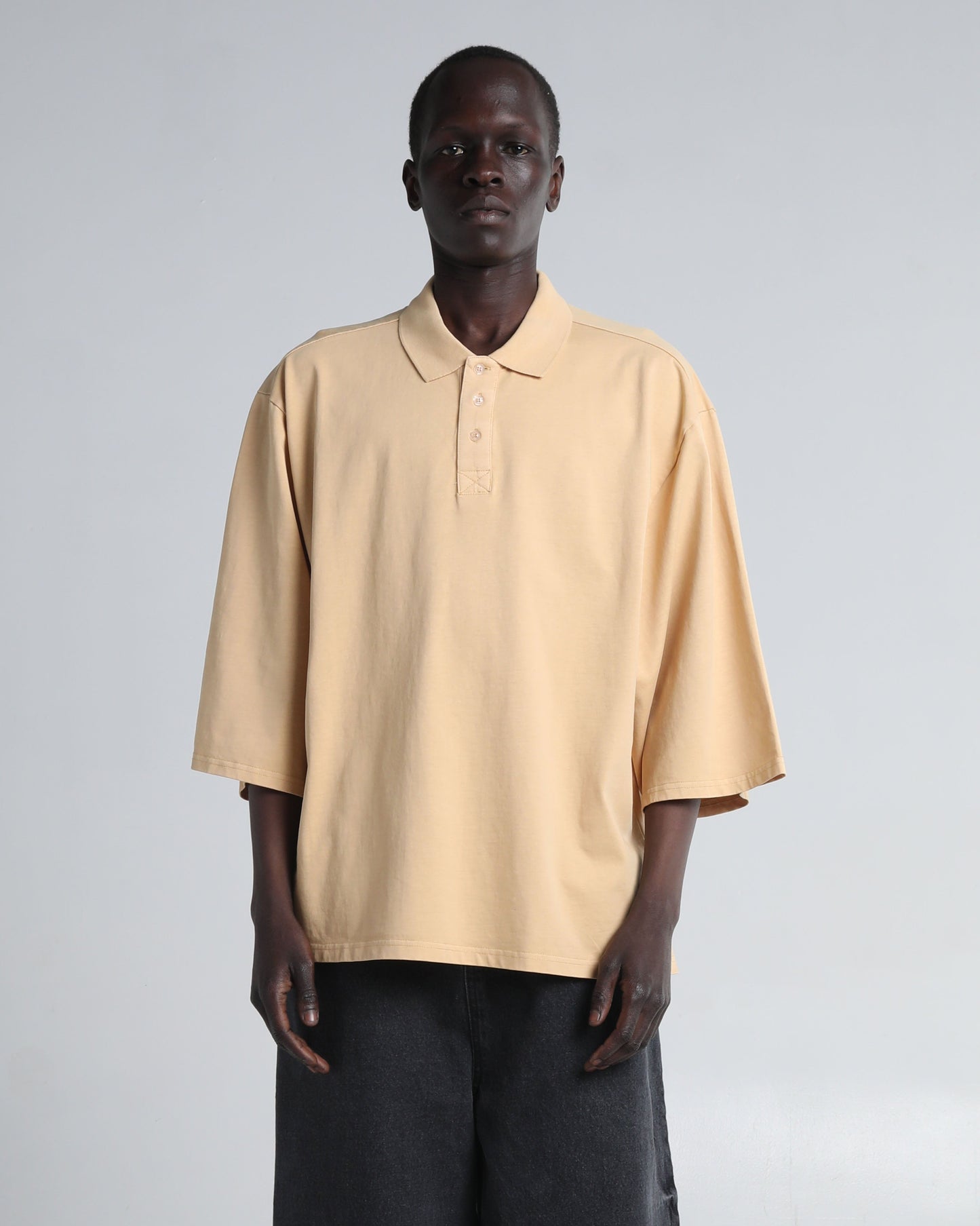 Garment Dye Drop Shoulder Polo Shirt