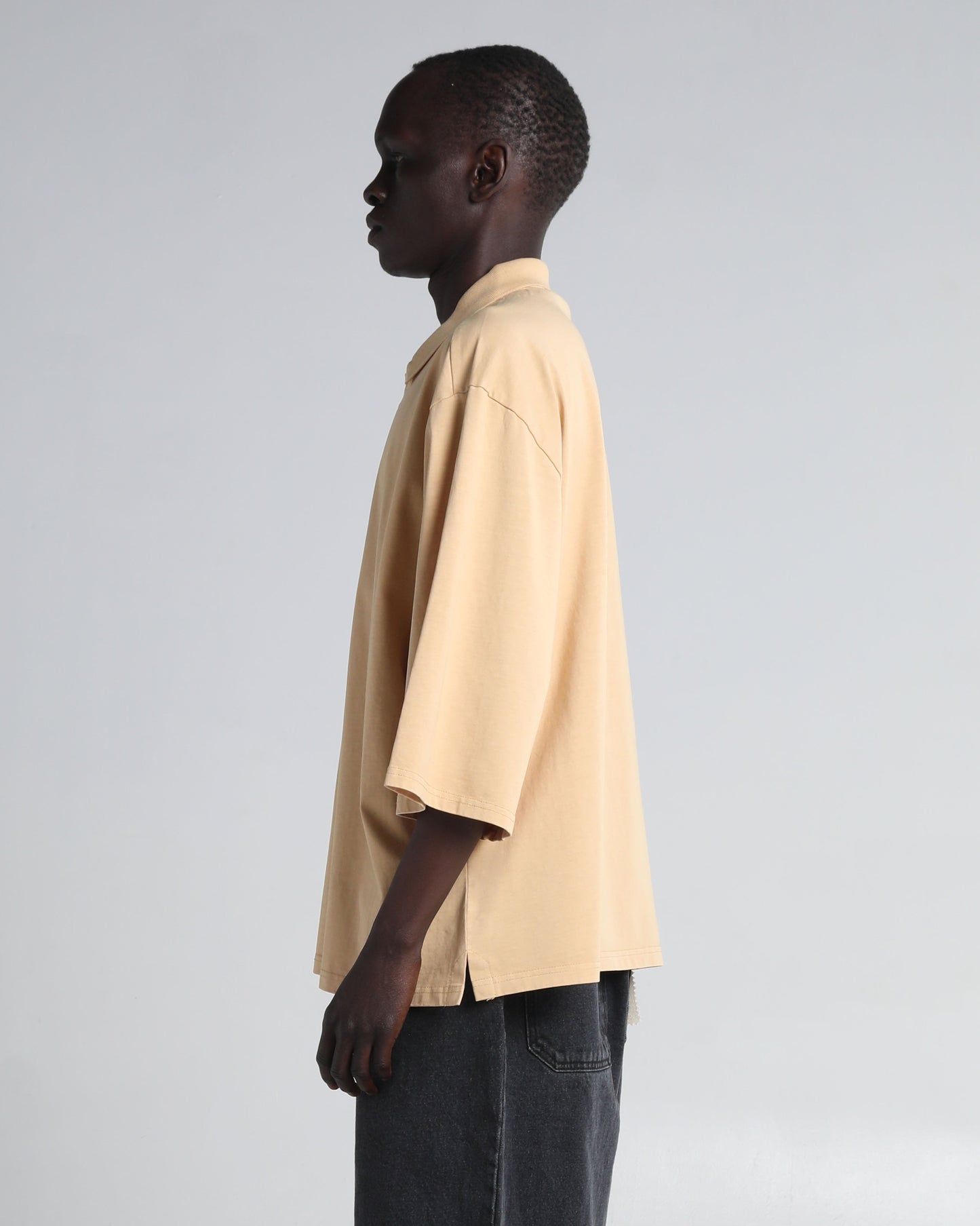 Garment Dye Drop Shoulder Polo Shirt