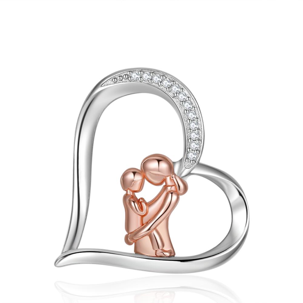 925 Sterling Silver Popular Mother and Daughter Heart necklace with CZ Love "Mom" Necklace Mother's birthday Gifts