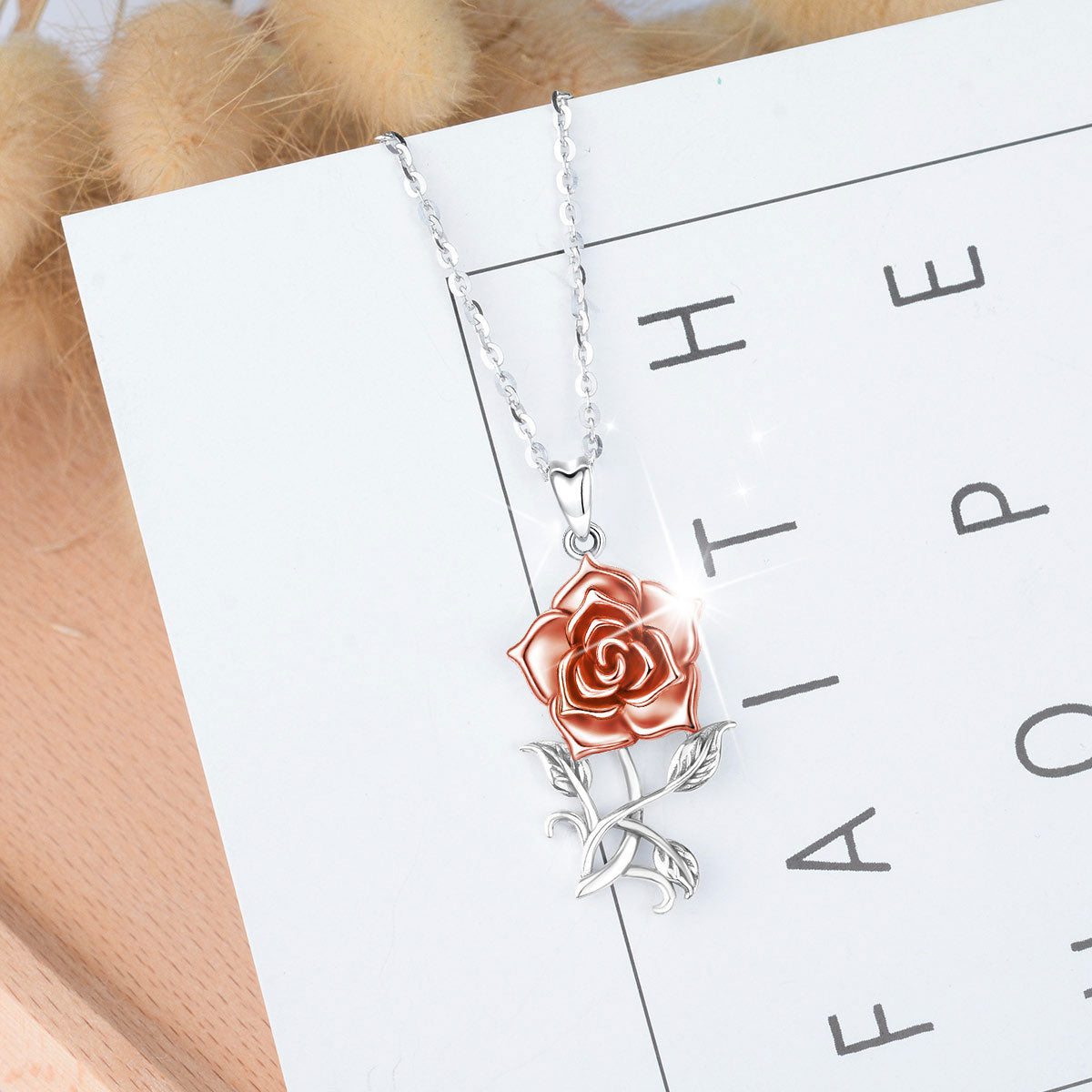 Rose gold Rose Lover Pendant Necklace with Gift Vintage jewelry For Party Gift