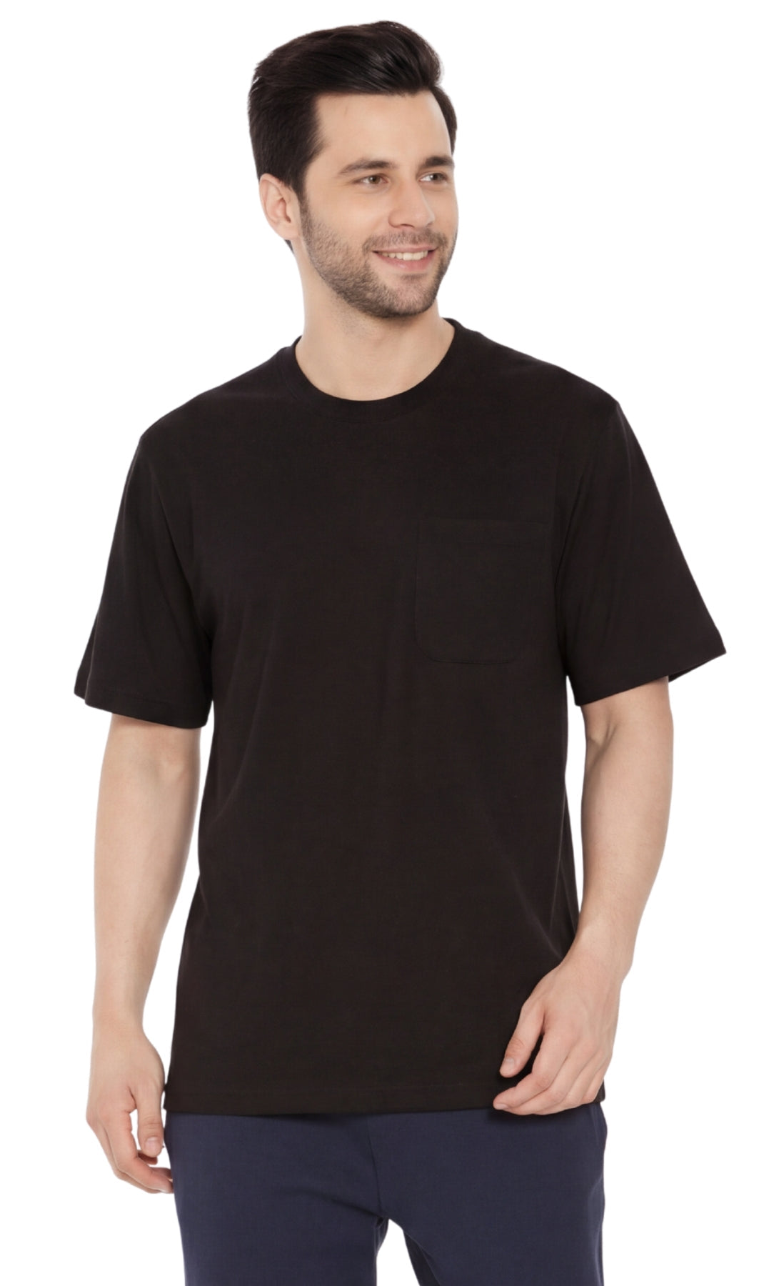 Men’s Heavyweight Short Sleeve Crew Neck T-Shirt – Regular Fit Cotton Blend with Chest Pocket