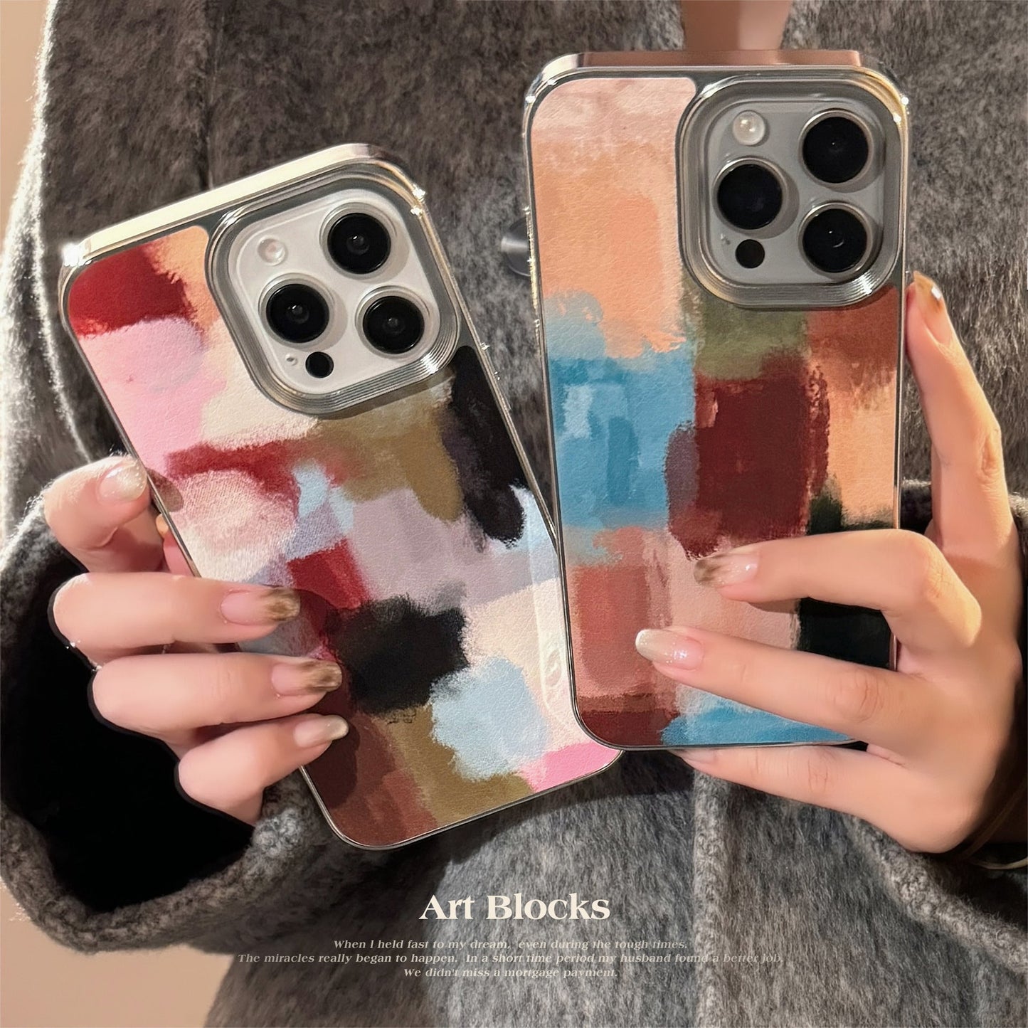 Art Contrast Color Splicing Apple 16 Mobile Phone Case 17promax Leather 15 Suitable for iPhone13 Electroplating 14 Advanced
