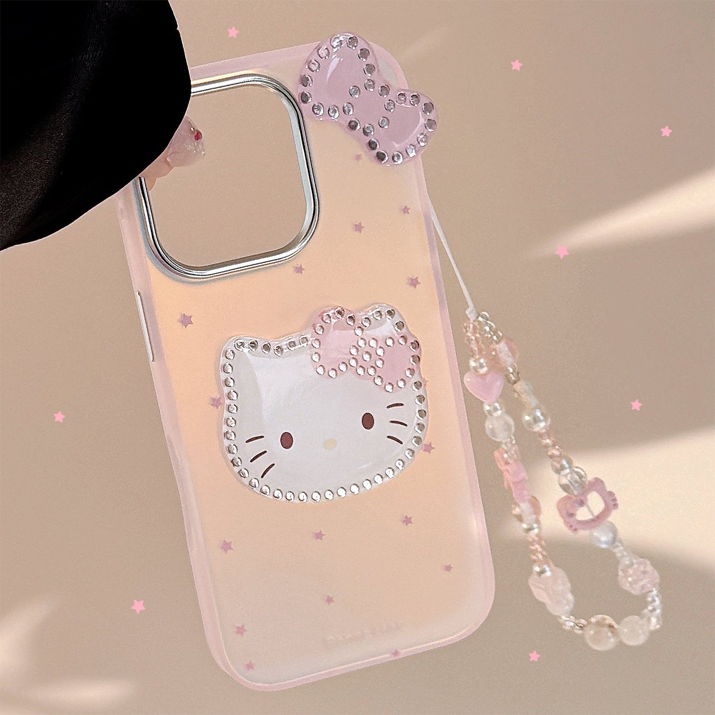 Gilt laser is suitable for Apple 16Promax mobile phone case iphone15 three-dimensional pink cartoon 11 lanyard 17 cute
