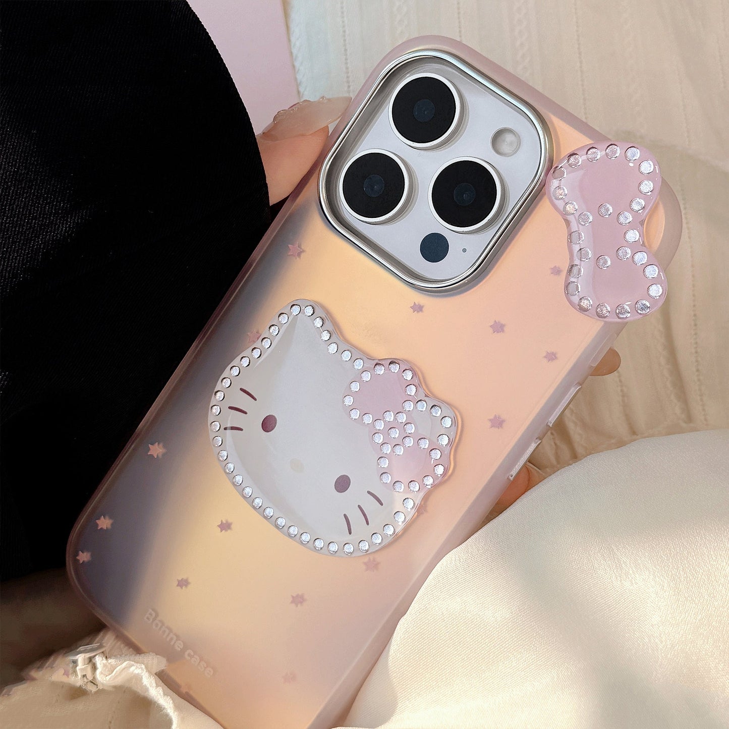 Gilt laser is suitable for Apple 16Promax mobile phone case iphone15 three-dimensional pink cartoon 11 lanyard 17 cute