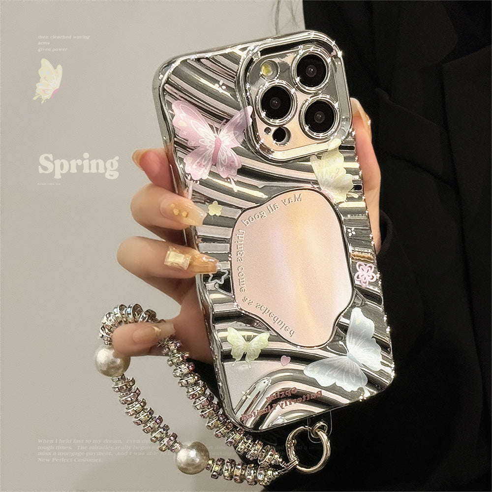 Color butterfly iPhone15 iPhone case 17 premium sense 11 mirror 13promax for 16 lanyard hard