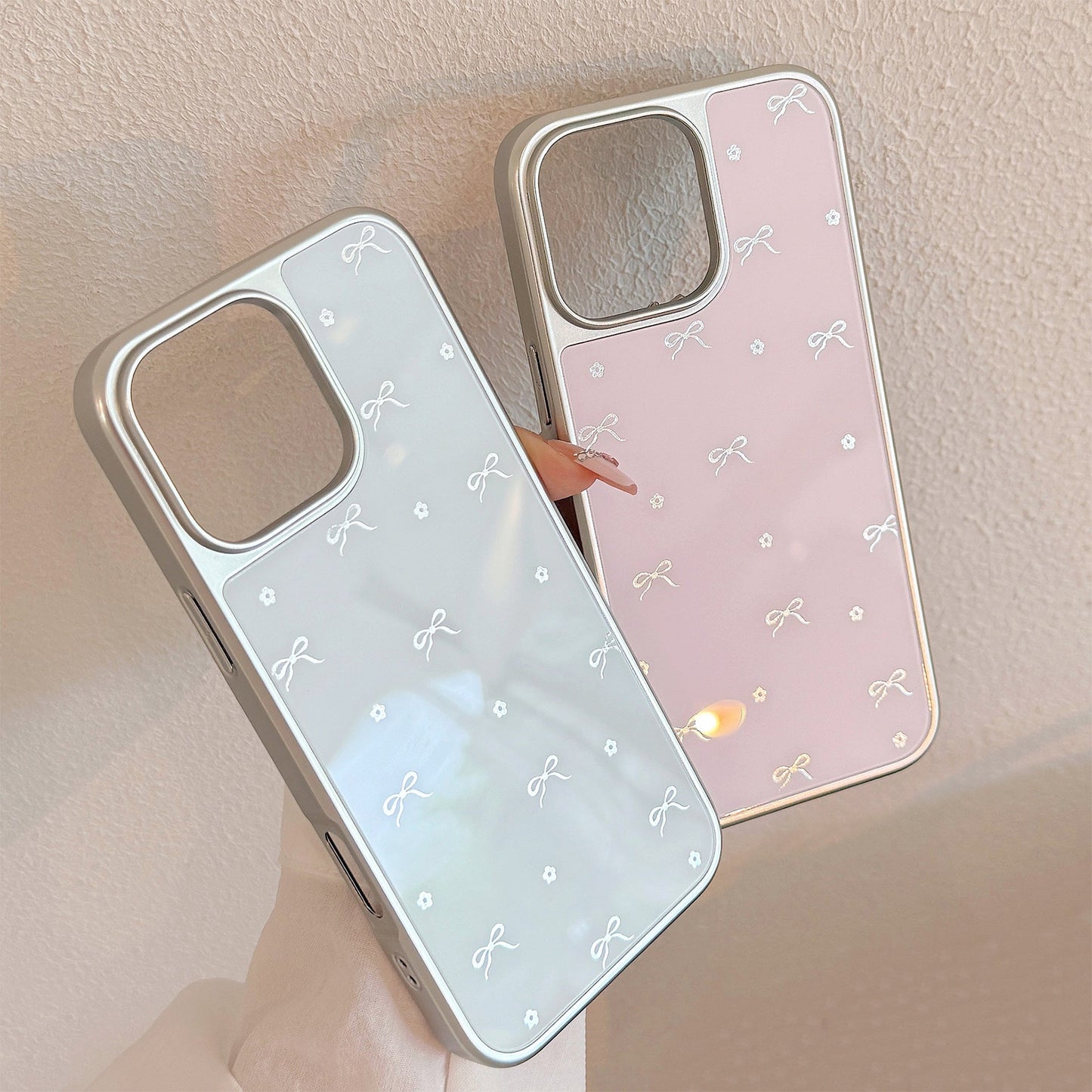 Gilt applicable to Apple 16Pro Max mobile phone case iphone17 electroplated bow 14 small fresh Huawei P70